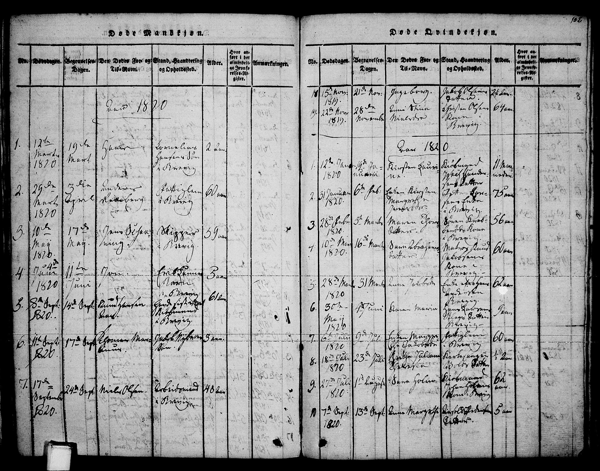 Brevik kirkebøker, SAKO/A-255/F/Fa/L0004: Parish register (official) no. 4, 1814-1846, p. 102