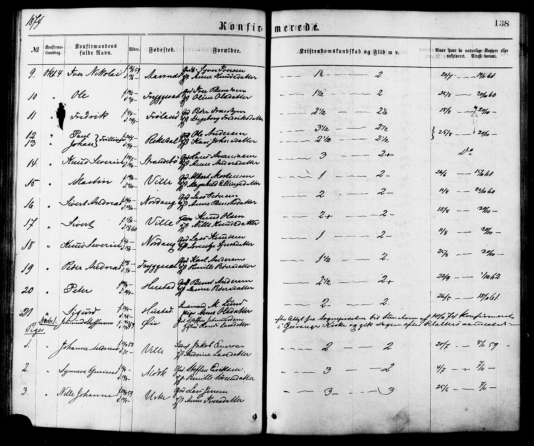 Ministerialprotokoller, klokkerbøker og fødselsregistre - Møre og Romsdal, SAT/A-1454/515/L0210: Parish register (official) no. 515A06, 1868-1885, p. 138