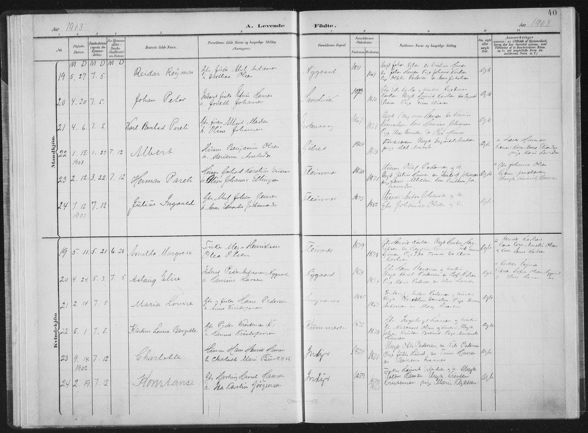 Ministerialprotokoller, klokkerbøker og fødselsregistre - Nordland, AV/SAT-A-1459/805/L0102: Parish register (official) no. 805A08I, 1900-1909, p. 40