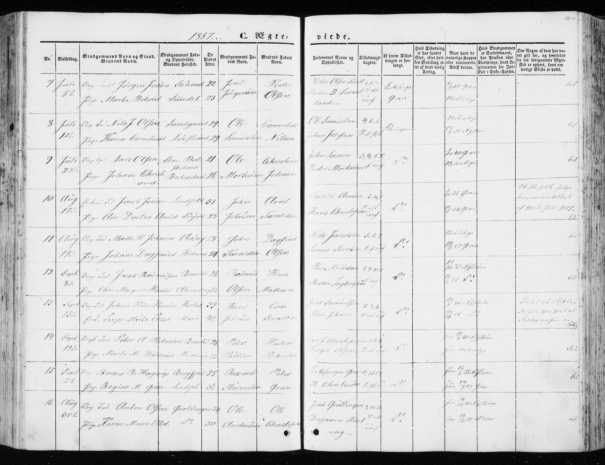 Ministerialprotokoller, klokkerbøker og fødselsregistre - Sør-Trøndelag, AV/SAT-A-1456/657/L0704: Parish register (official) no. 657A05, 1846-1857, p. 203