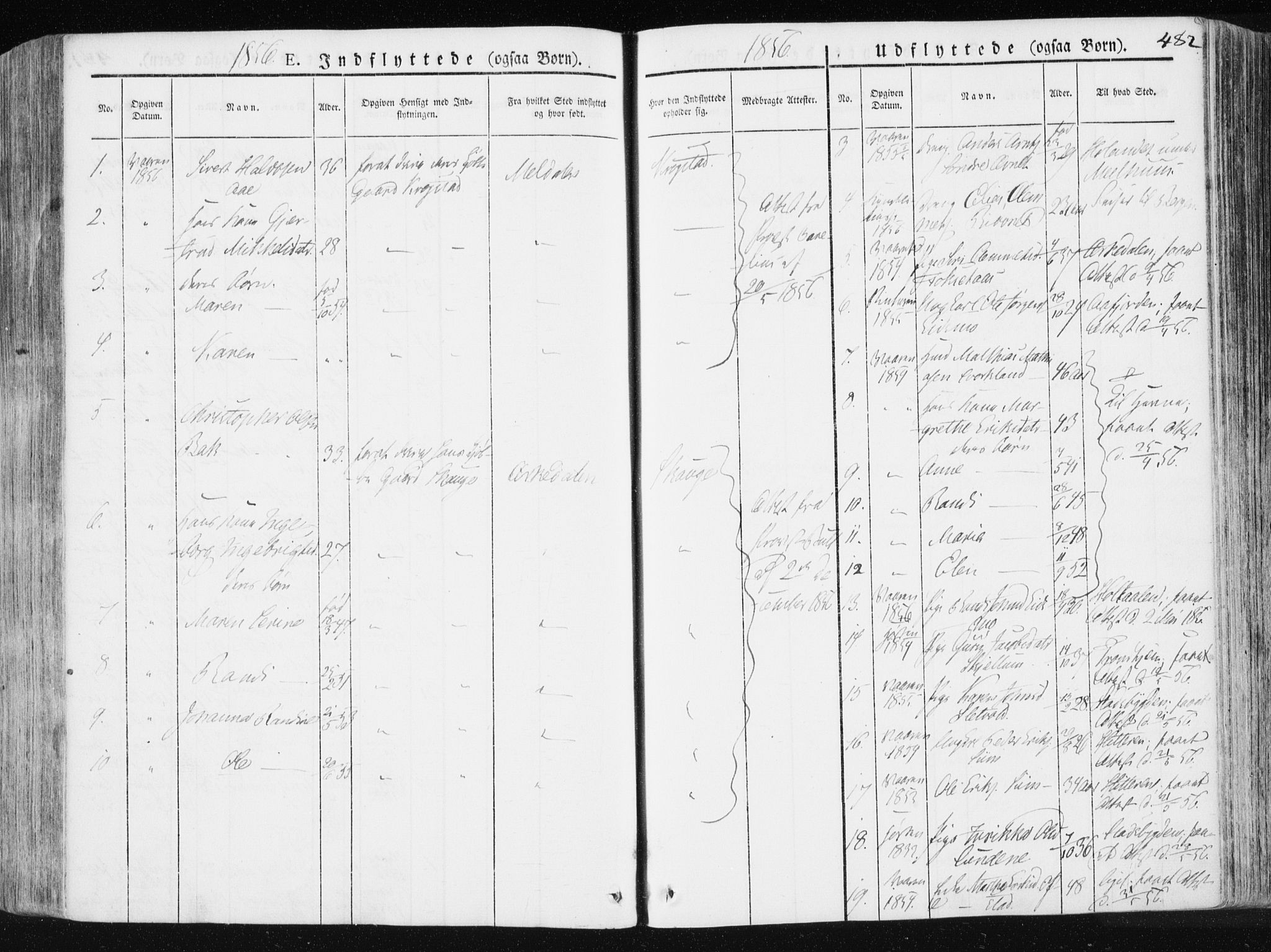 Ministerialprotokoller, klokkerbøker og fødselsregistre - Sør-Trøndelag, SAT/A-1456/665/L0771: Parish register (official) no. 665A06, 1830-1856, p. 482
