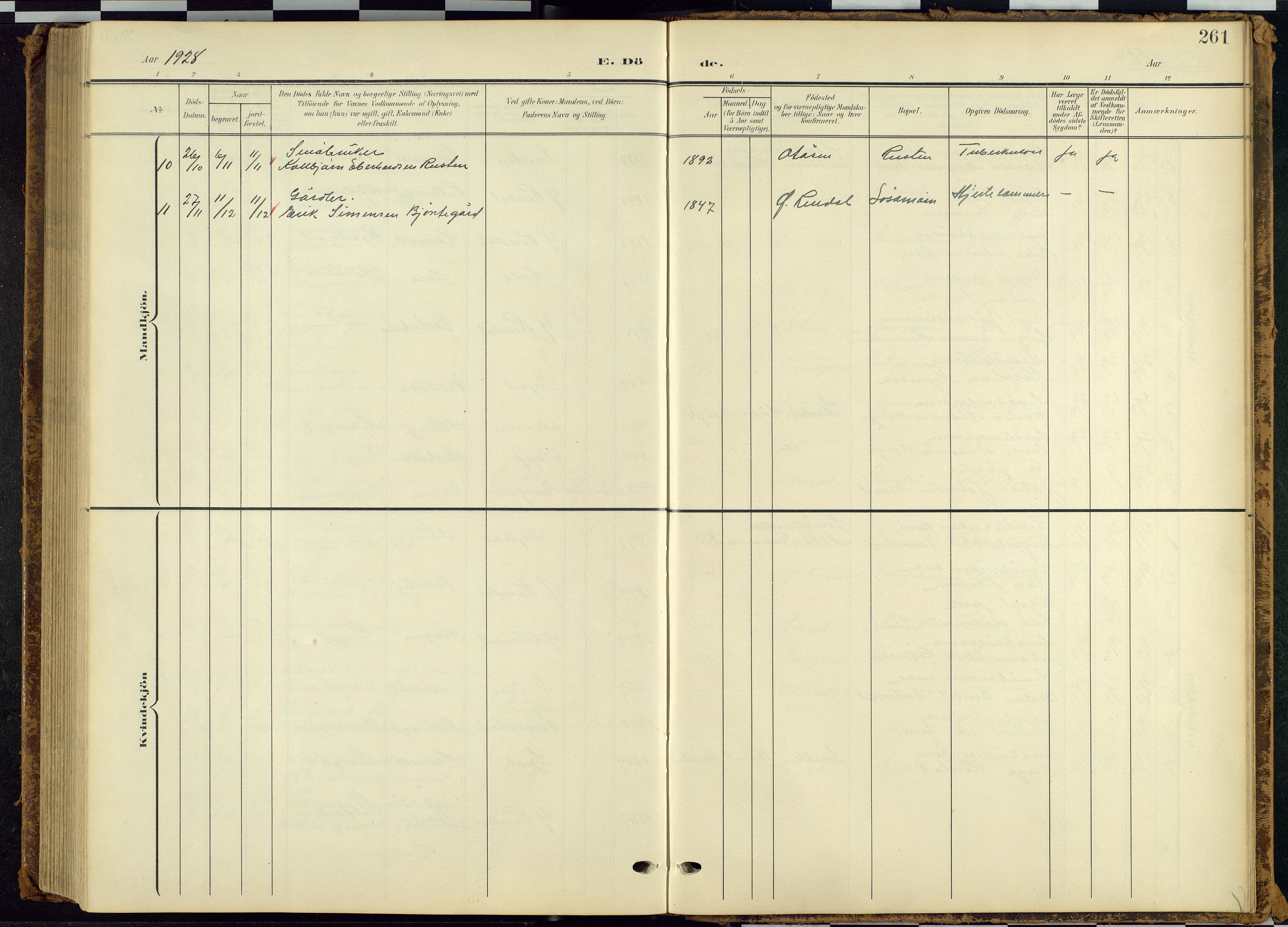 Rendalen prestekontor, AV/SAH-PREST-054/H/Ha/Hab/L0010: Parish register (copy) no. 10, 1903-1940, p. 261