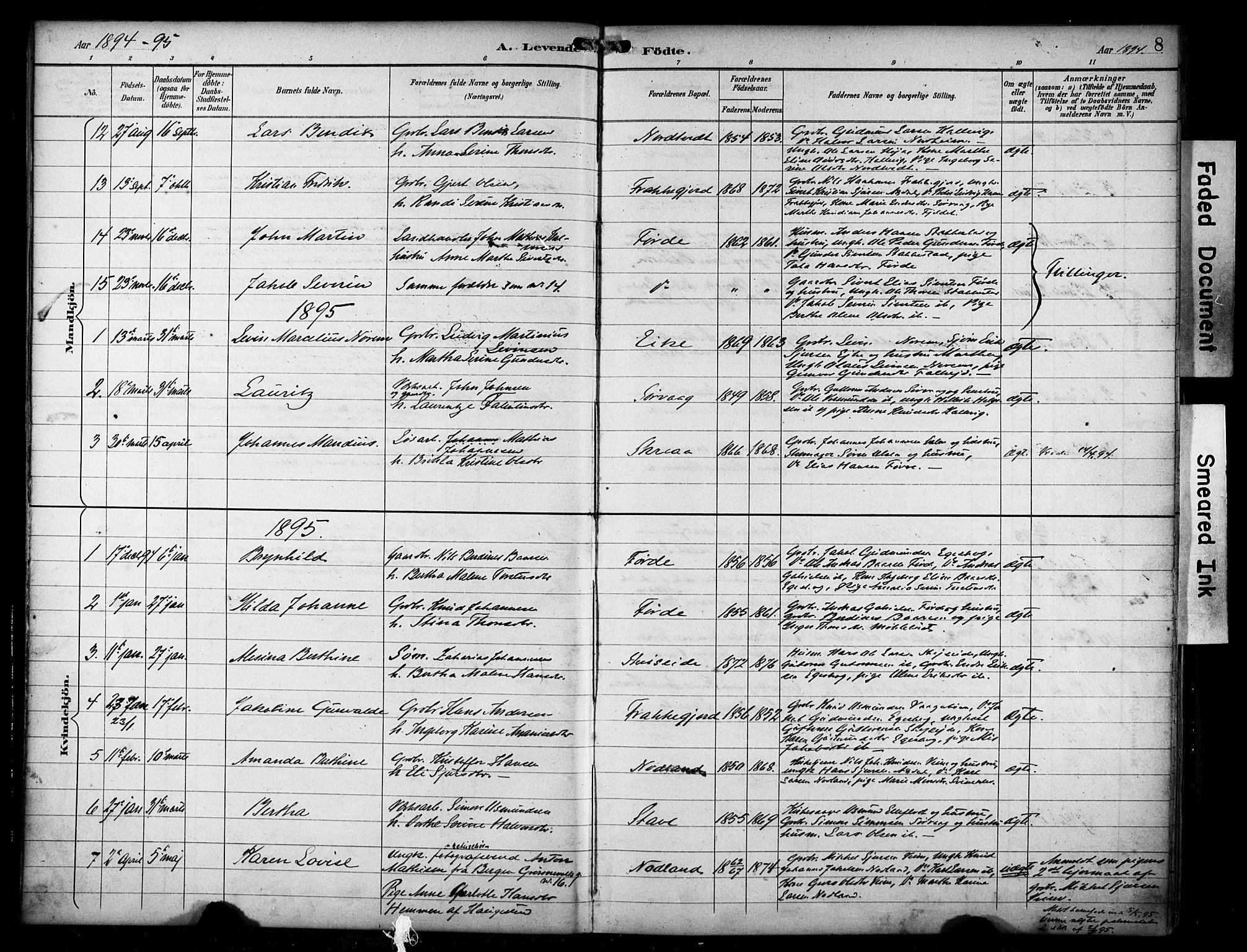 Avaldsnes sokneprestkontor, SAST/A -101851/H/Ha/Haa/L0016: Parish register (official) no. A 16, 1893-1918, p. 8