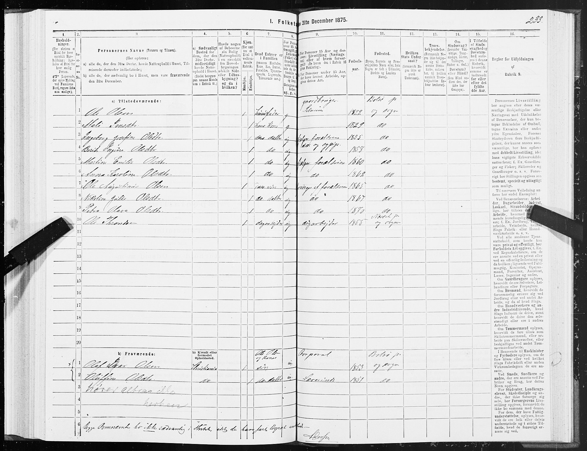 SAT, 1875 census for 1544P Bolsøy, 1875, p. 4233