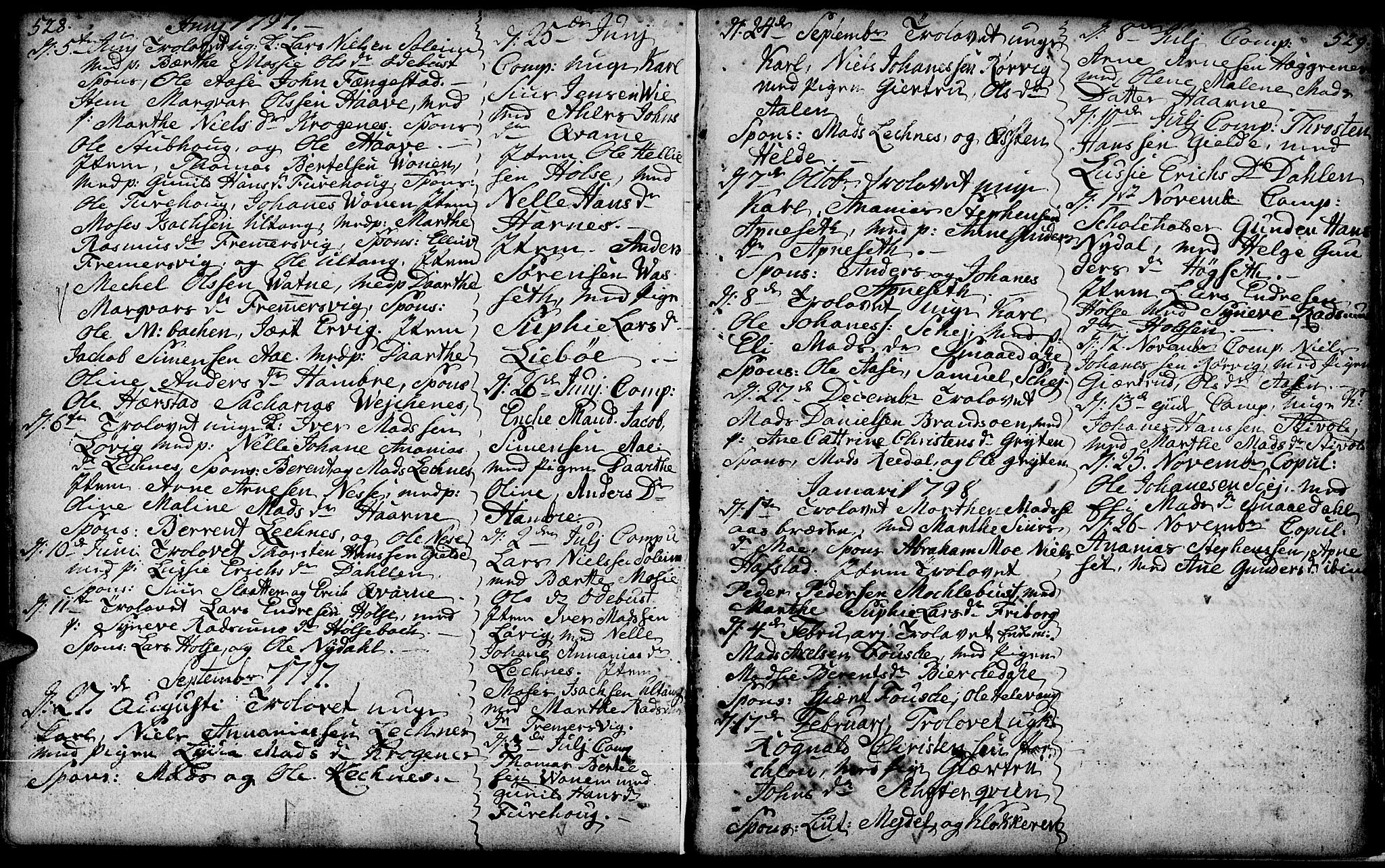 Førde sokneprestembete, AV/SAB-A-79901/H/Haa/Haaa/L0004: Parish register (official) no. A 4, 1781-1803, p. 528-529