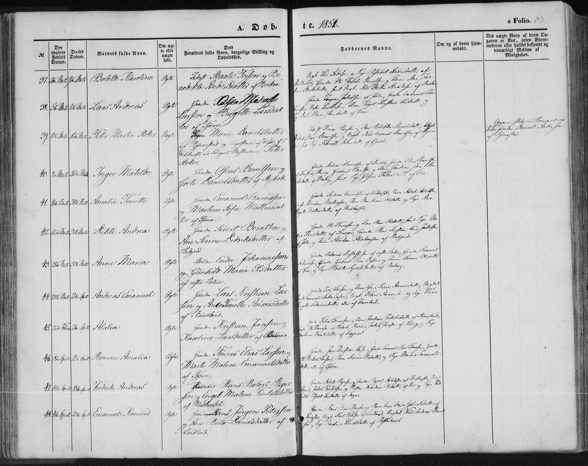 Lista sokneprestkontor, AV/SAK-1111-0027/F/Fa/L0010: Parish register (official) no. A 10, 1846-1861, p. 53