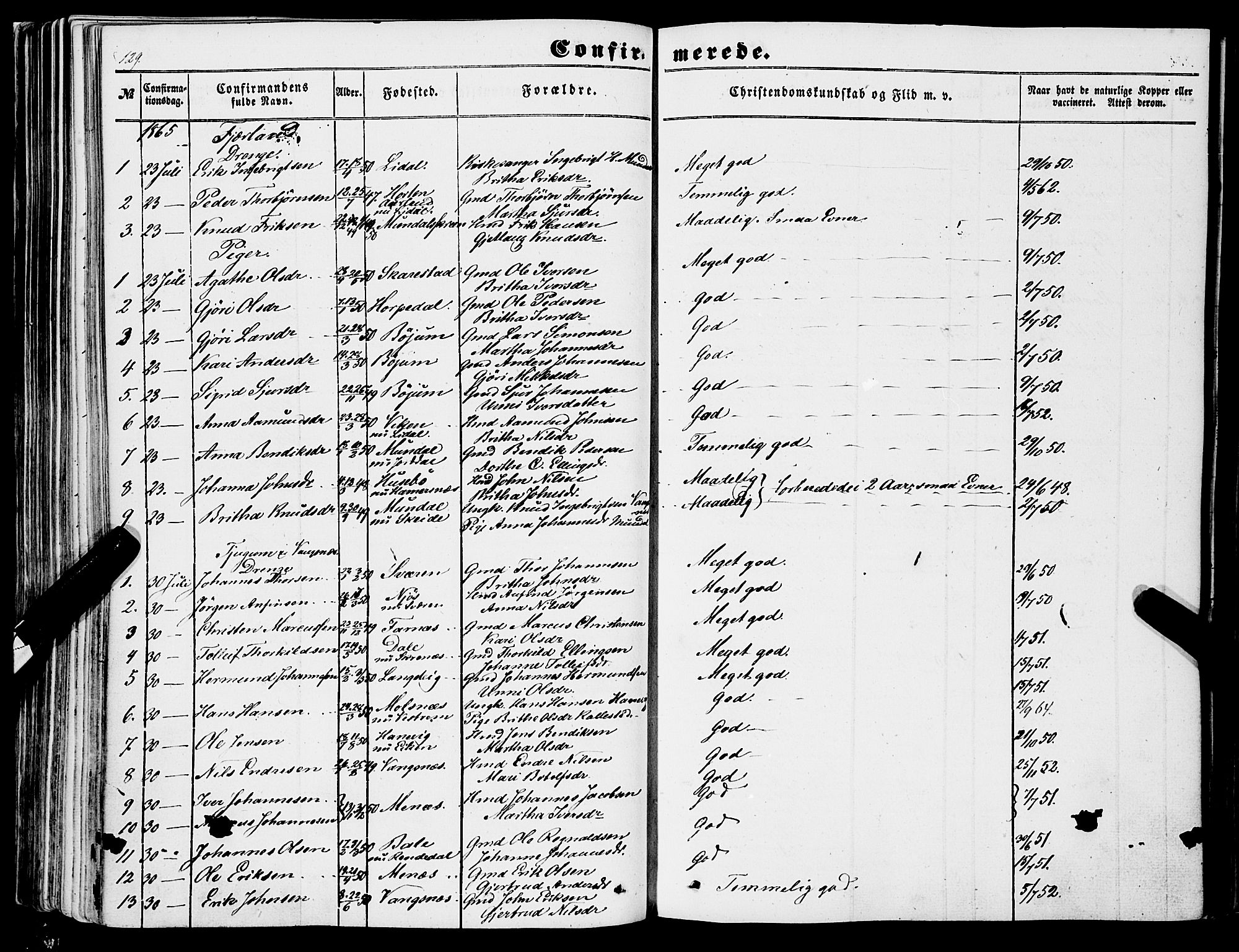 Balestrand sokneprestembete, AV/SAB-A-79601/H/Haa/Haaa/L0002: Parish register (official) no. A 2, 1847-1866, p. 129