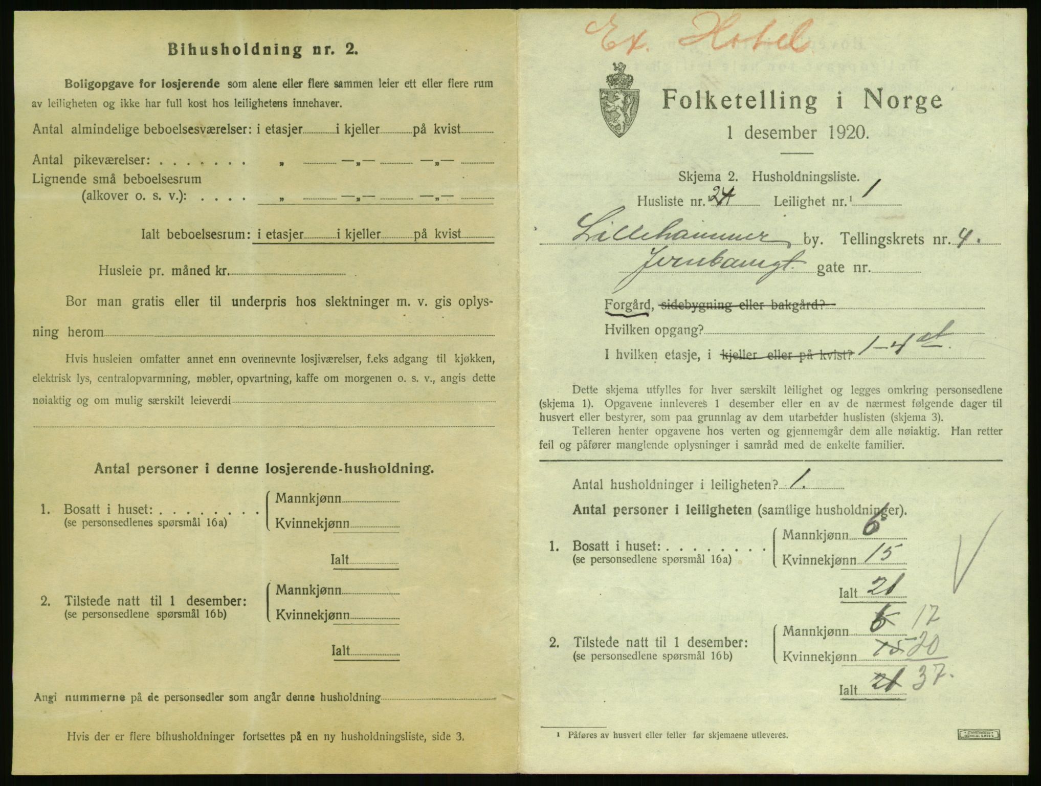 SAH, 1920 census for Lillehammer, 1920, p. 2026