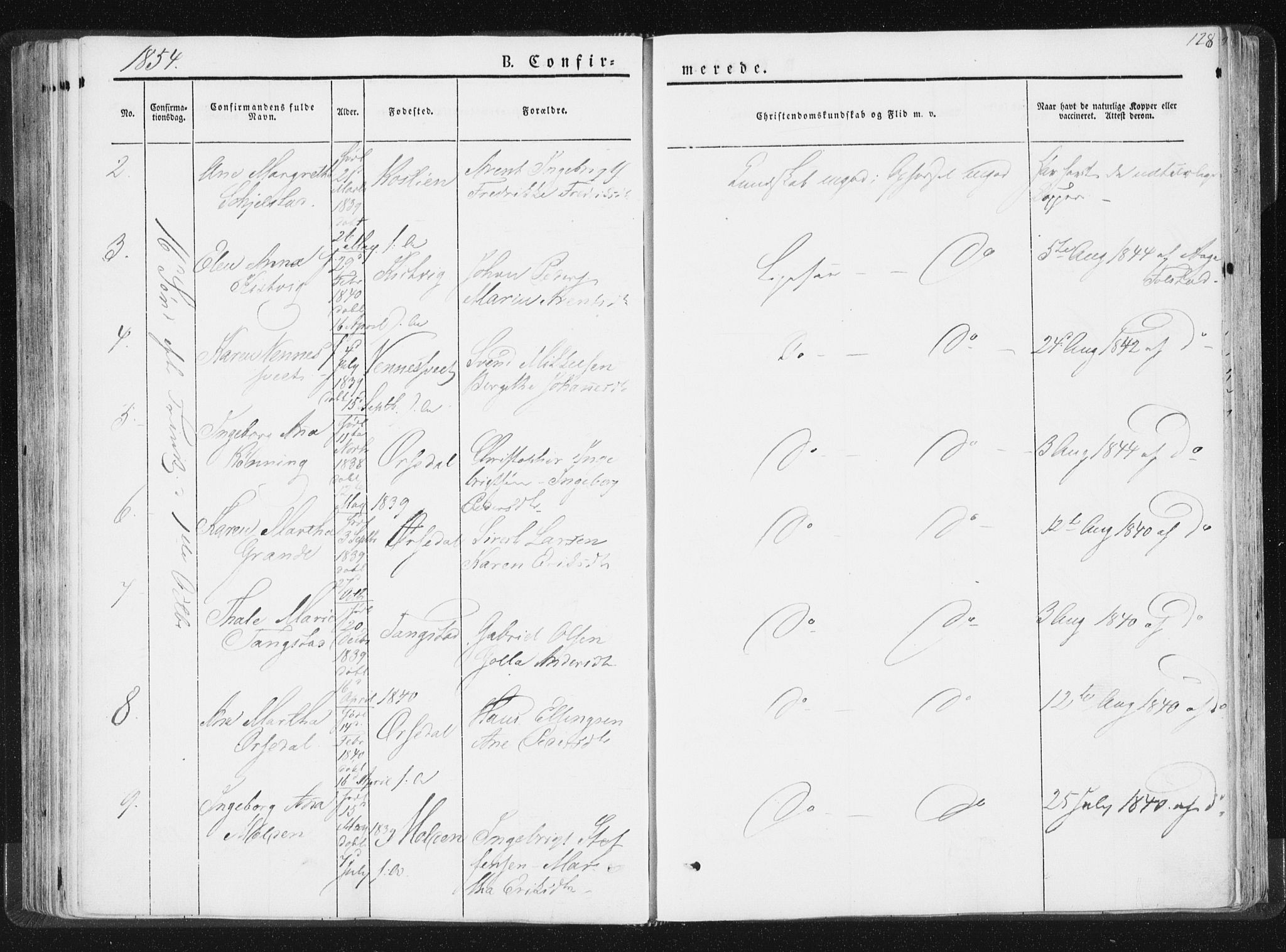 Ministerialprotokoller, klokkerbøker og fødselsregistre - Nord-Trøndelag, SAT/A-1458/744/L0418: Parish register (official) no. 744A02, 1843-1866, p. 128