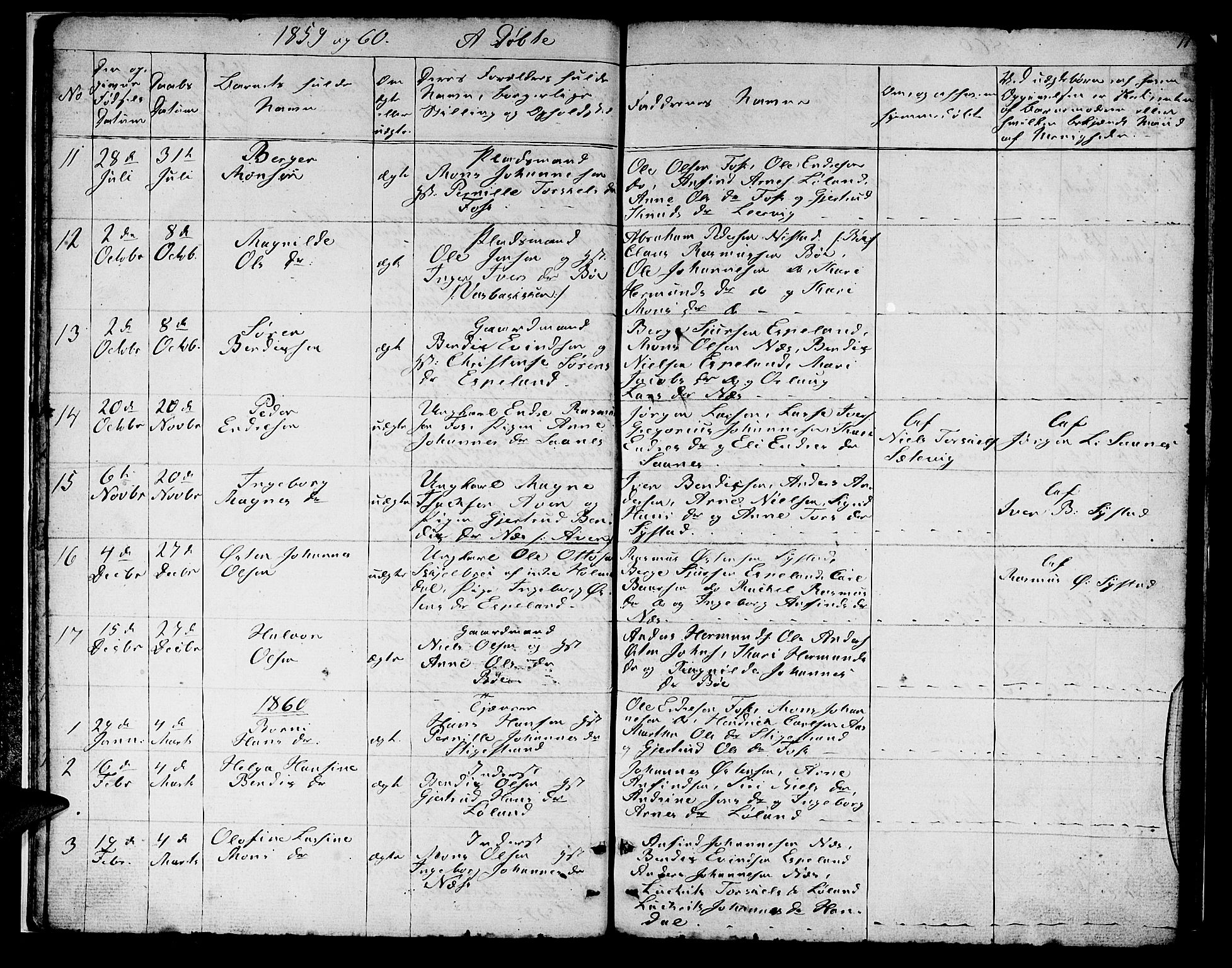 Hyllestad sokneprestembete, SAB/A-80401: Parish register (copy) no. B 1, 1854-1889, p. 11