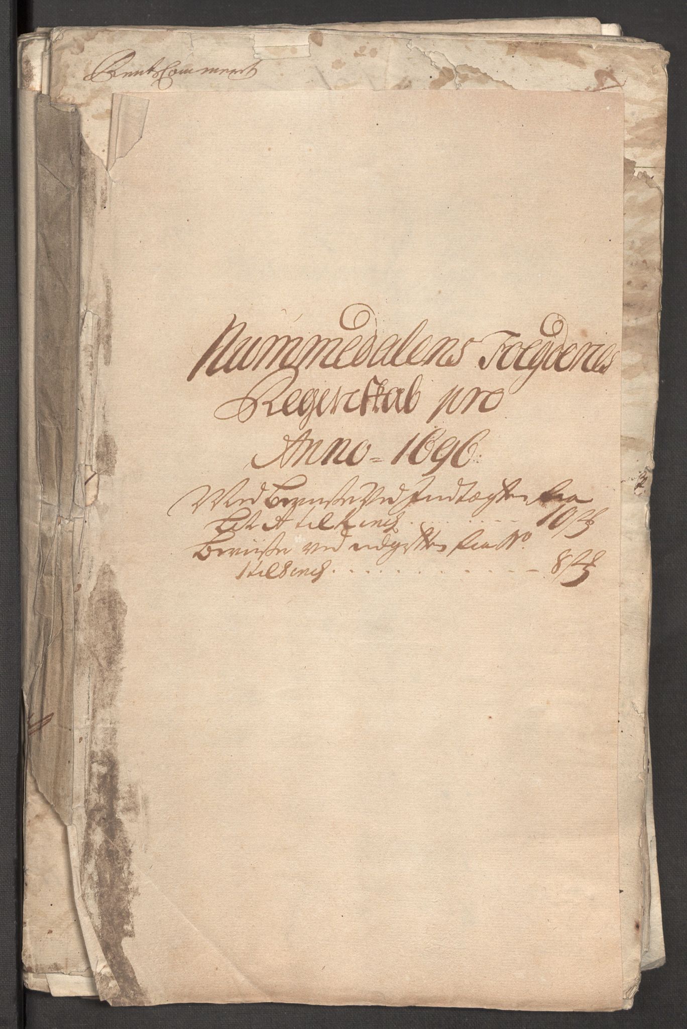 Rentekammeret inntil 1814, Reviderte regnskaper, Fogderegnskap, AV/RA-EA-4092/R64/L4425: Fogderegnskap Namdal, 1696-1698, p. 3