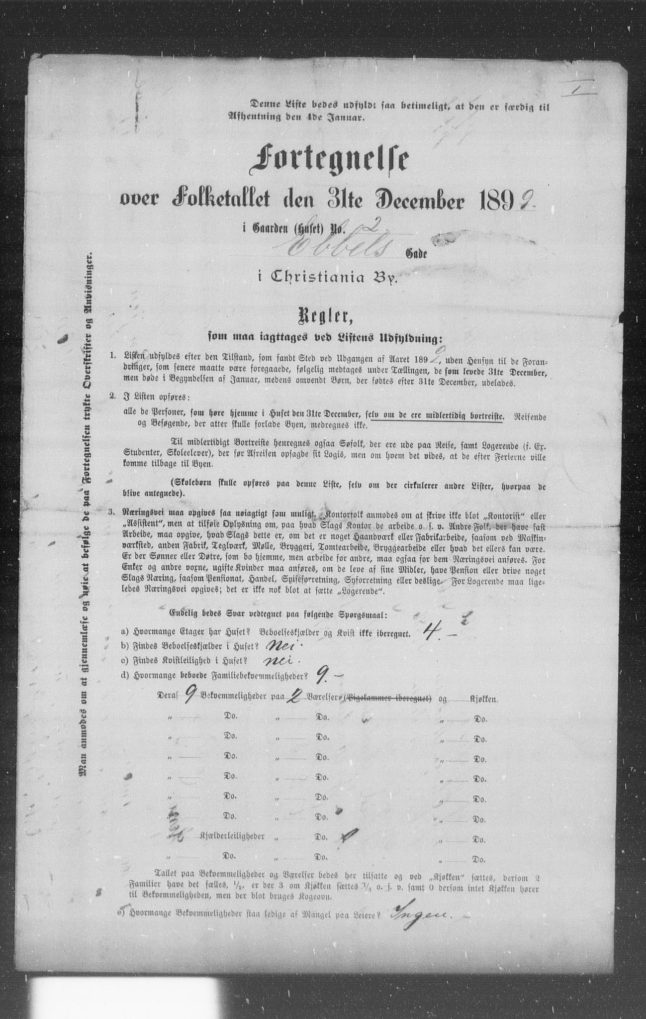 OBA, Municipal Census 1899 for Kristiania, 1899, p. 2382