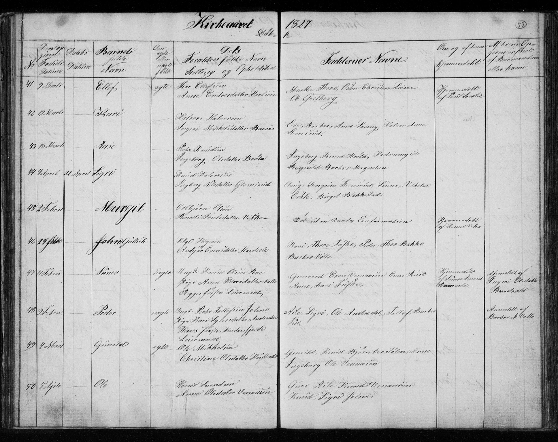 Gol kirkebøker, AV/SAKO-A-226/F/Fa/L0001: Parish register (official) no. I 1, 1821-1837, p. 53