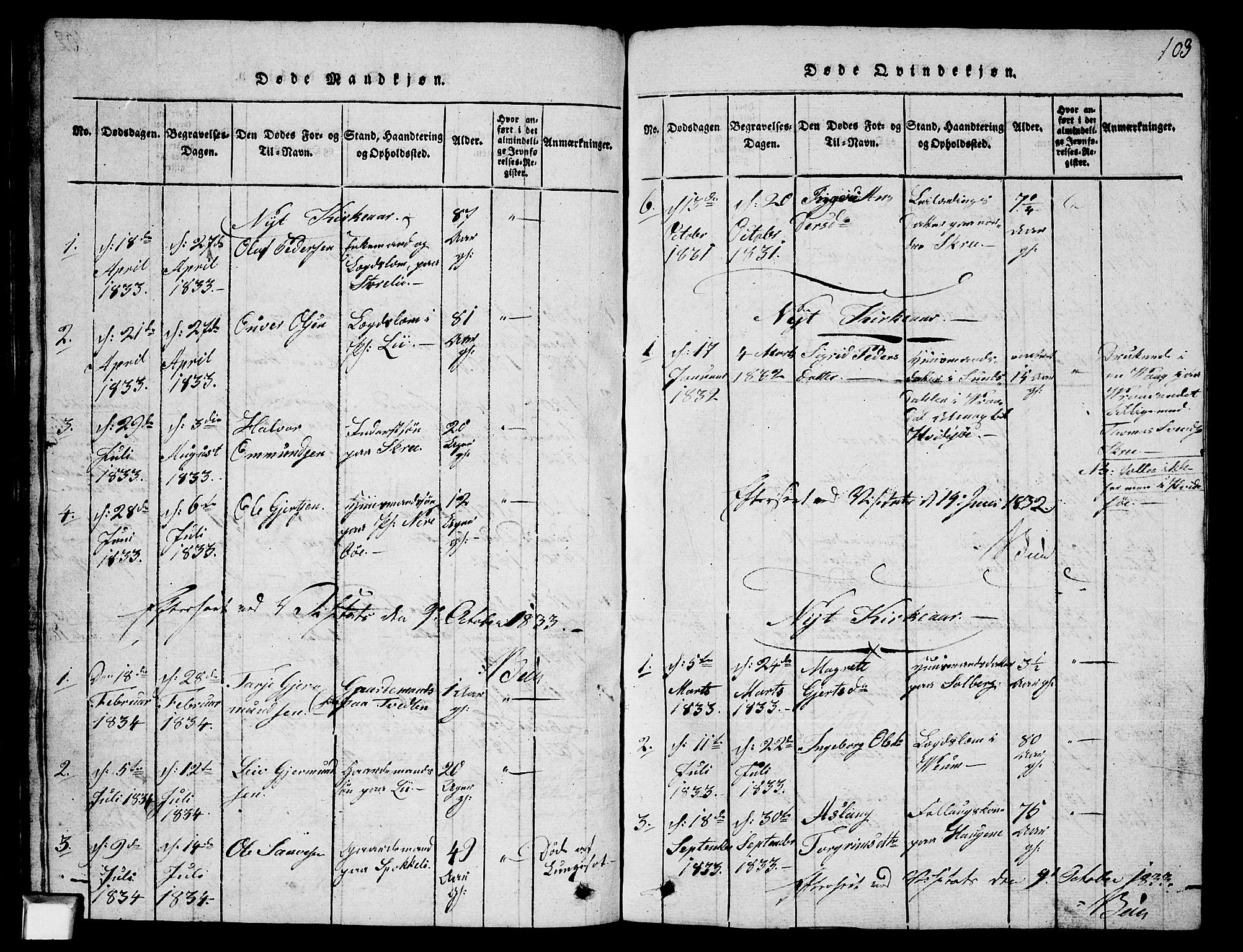 Fyresdal kirkebøker, SAKO/A-263/G/Ga/L0003: Parish register (copy) no. I 3, 1815-1863, p. 103