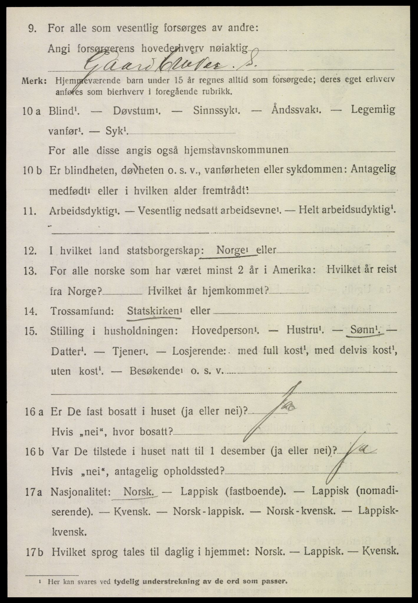 SAT, 1920 census for Beitstad, 1920, p. 2380