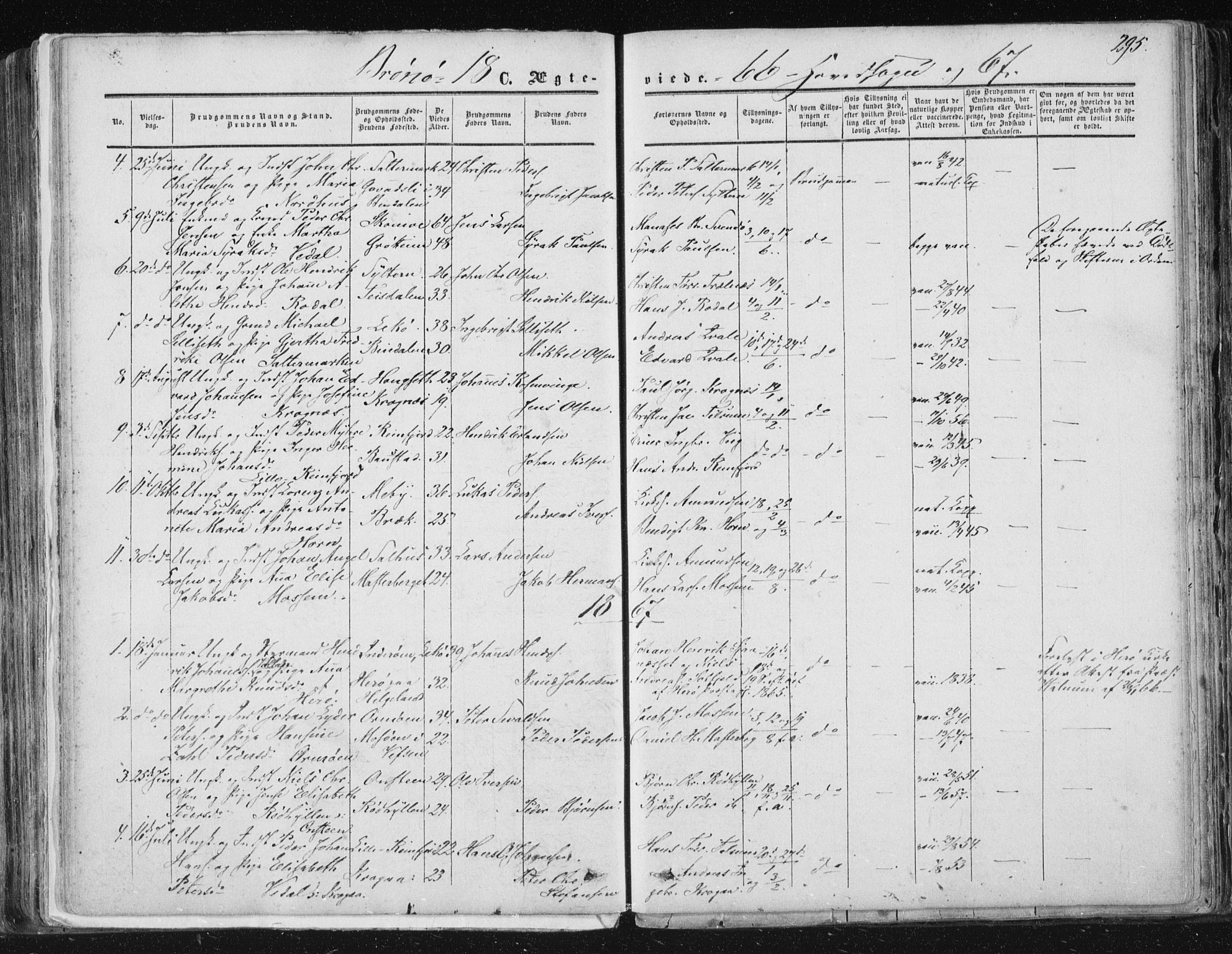 Ministerialprotokoller, klokkerbøker og fødselsregistre - Nordland, SAT/A-1459/813/L0198: Parish register (official) no. 813A08, 1834-1874, p. 295