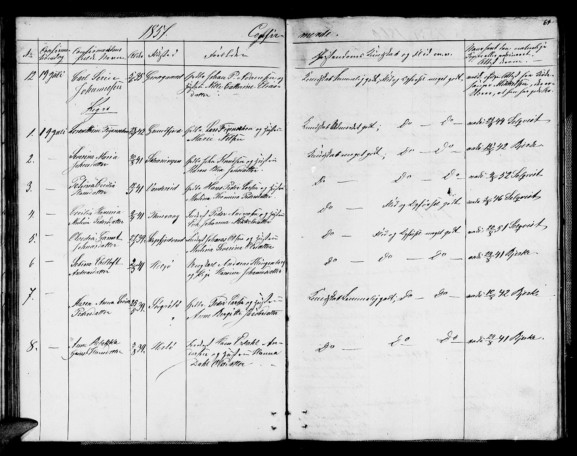 Karlsøy sokneprestembete, SATØ/S-1299/H/Ha/Hab/L0004klokker: Parish register (copy) no. 4, 1845-1870, p. 61