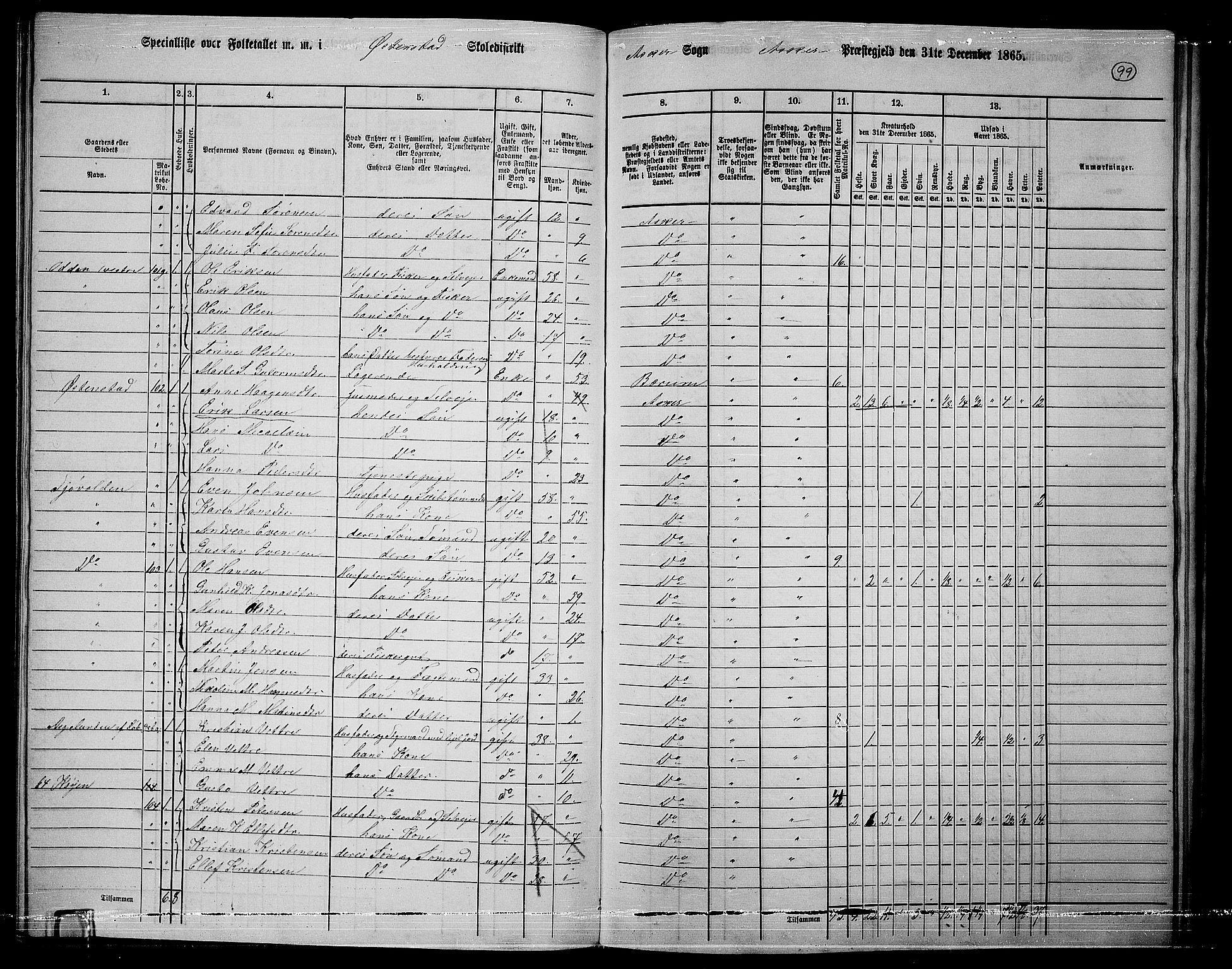 RA, 1865 census for Asker, 1865, p. 95