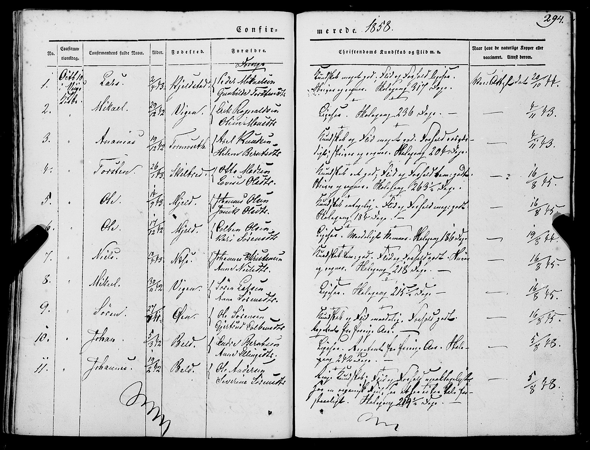 Gaular sokneprestembete, SAB/A-80001/H/Haa: Parish register (official) no. A 4I, 1840-1859, p. 294
