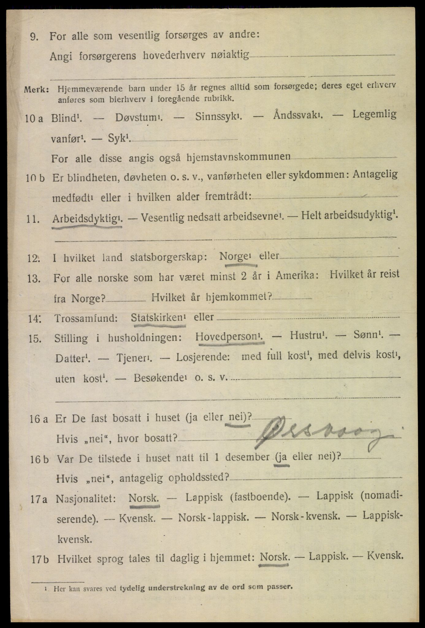 SAT, 1920 census for Vågan, 1920, p. 6140