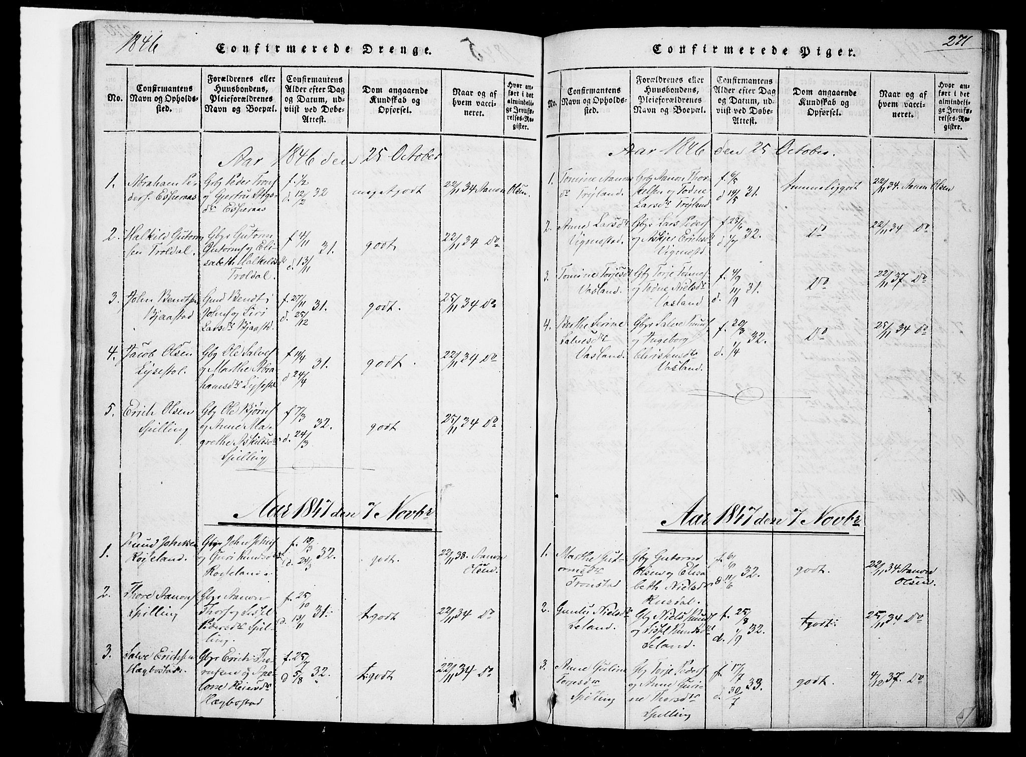 Nord-Audnedal sokneprestkontor, SAK/1111-0032/F/Fa/Fab/L0001: Parish register (official) no. A 1, 1816-1858, p. 271