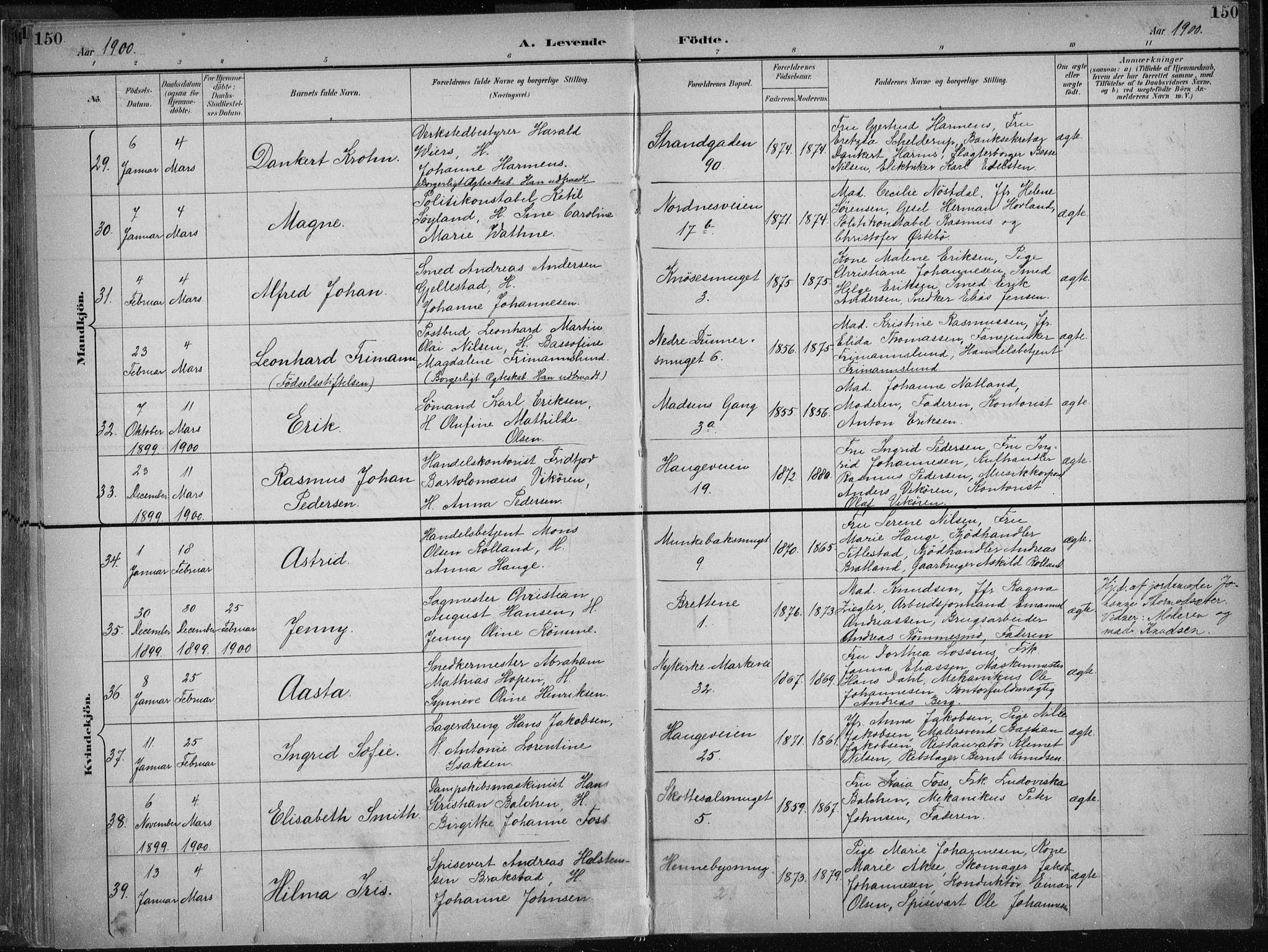 Nykirken Sokneprestembete, AV/SAB-A-77101/H/Haa/L0018: Parish register (official) no. B 6, 1895-1903, p. 150