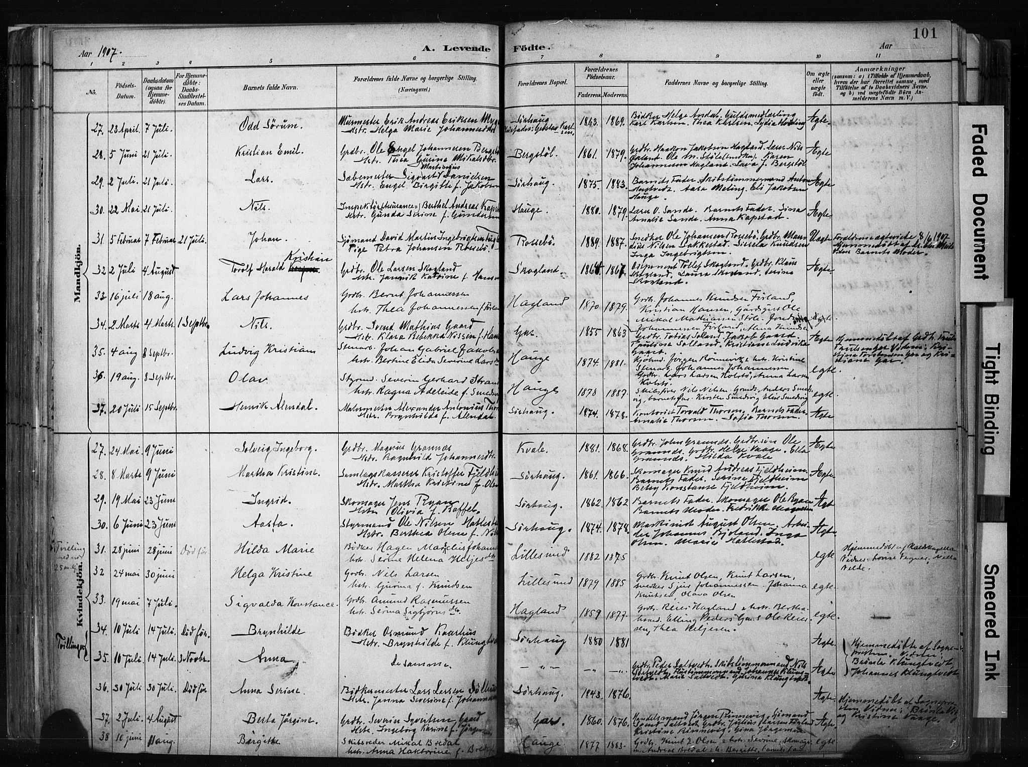 Haugesund sokneprestkontor, AV/SAST-A -101863/H/Ha/Haa/L0004: Parish register (official) no. A 4, 1886-1908, p. 101