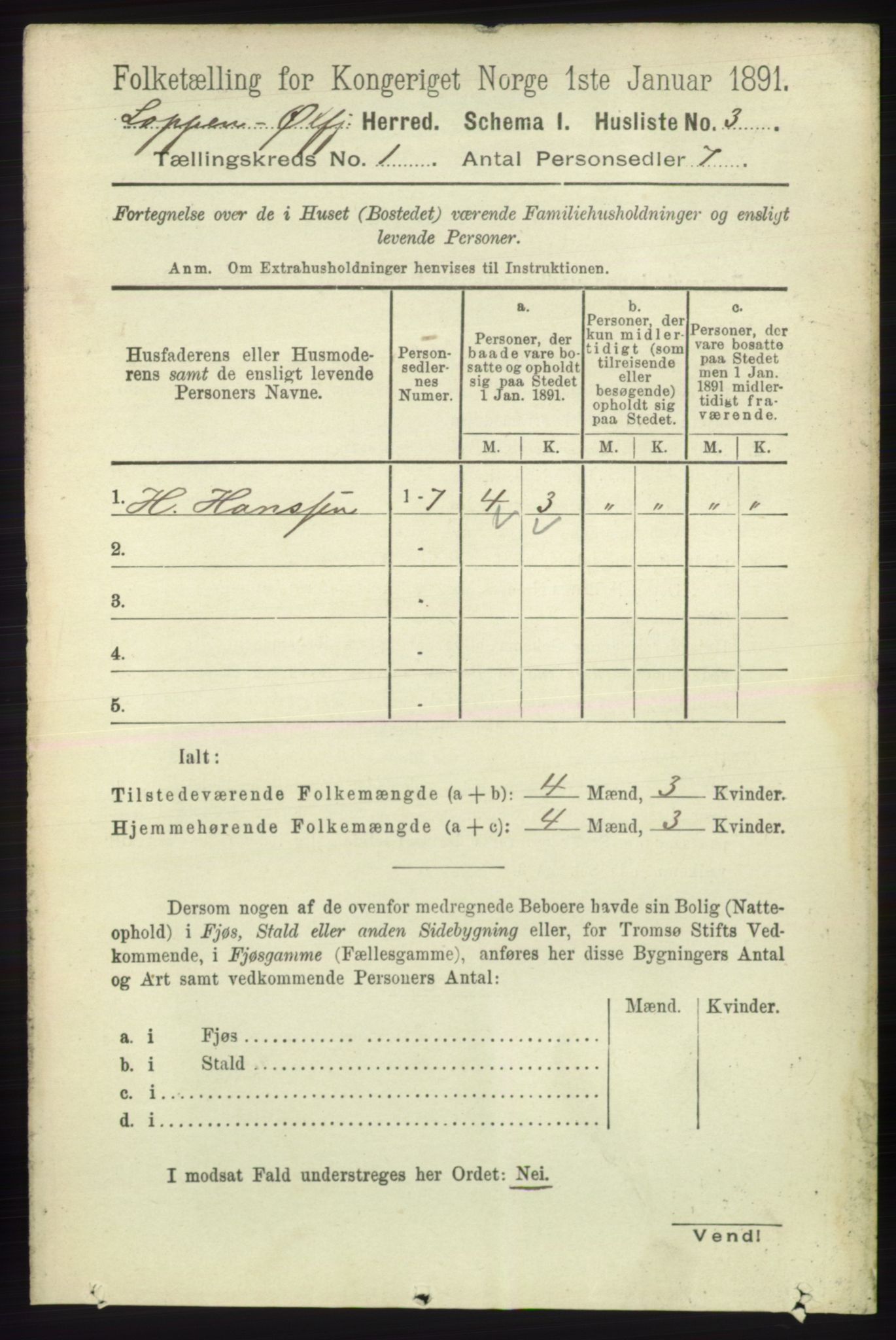 RA, 1891 census for 2014 Loppa, 1891, p. 19