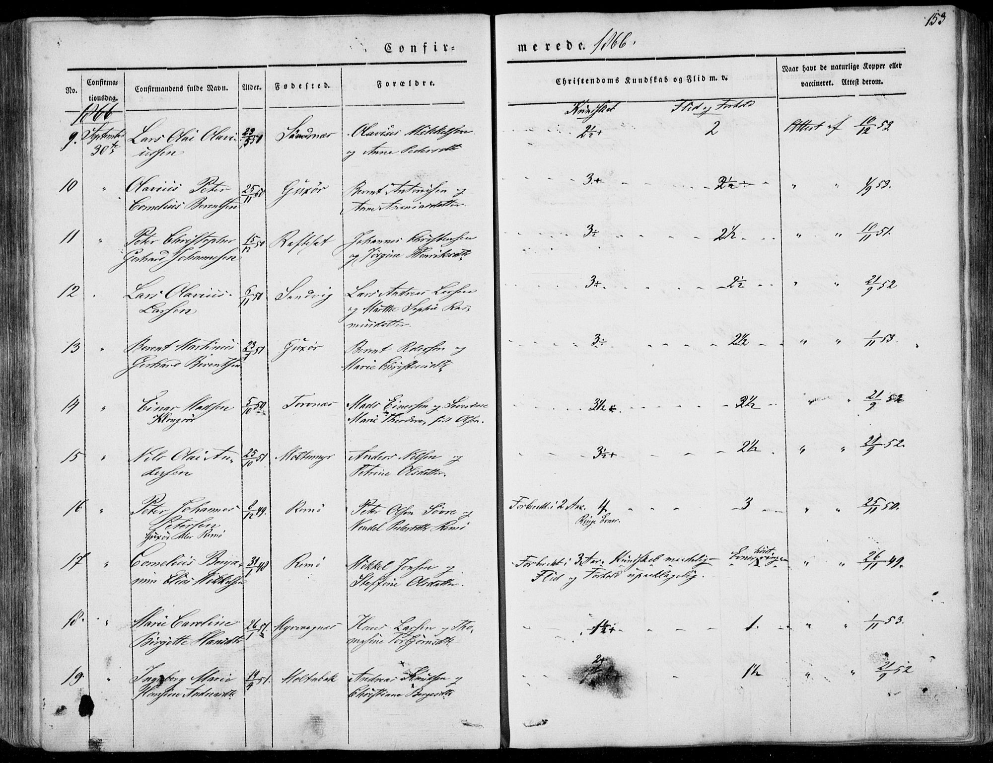 Ministerialprotokoller, klokkerbøker og fødselsregistre - Møre og Romsdal, AV/SAT-A-1454/507/L0070: Parish register (official) no. 507A05, 1842-1873, p. 153