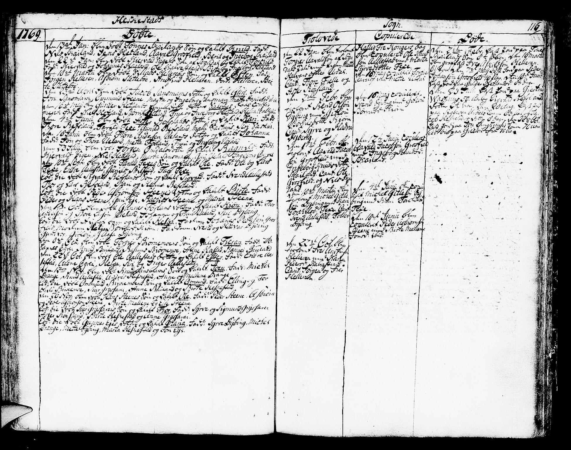Helleland sokneprestkontor, SAST/A-101810: Parish register (official) no. A 2 /3, 1762-1791, p. 116