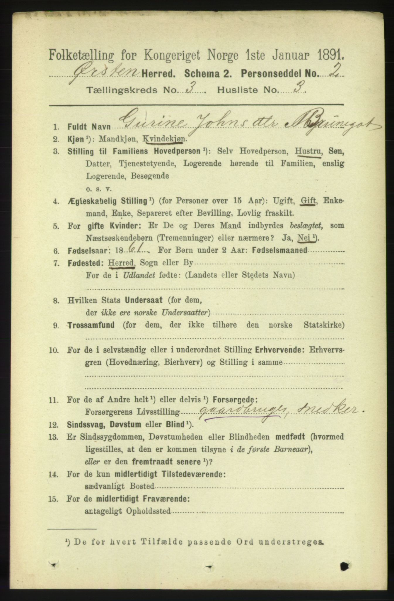 RA, 1891 census for 1520 Ørsta, 1891, p. 1223