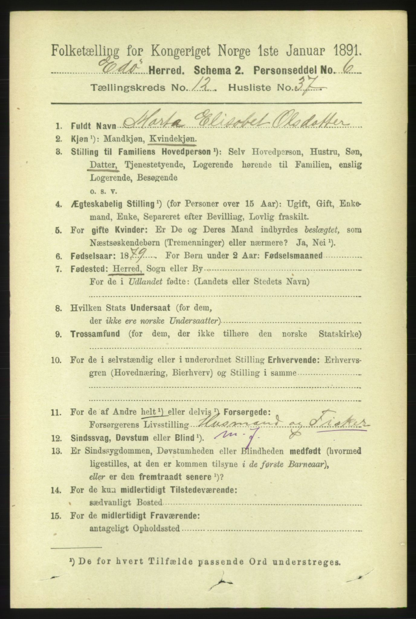 RA, 1891 census for 1573 Edøy, 1891, p. 3637