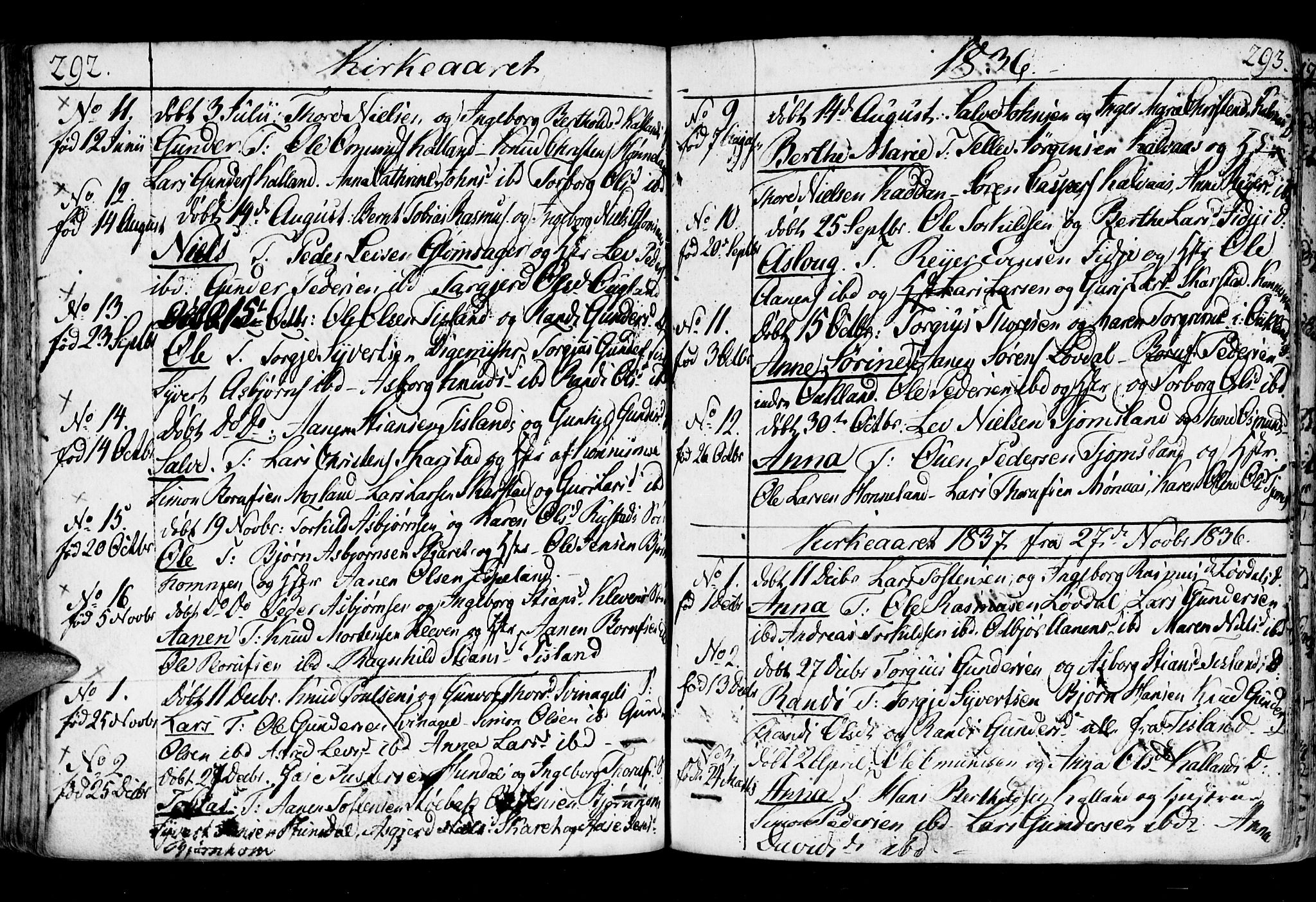 Holum sokneprestkontor, AV/SAK-1111-0022/F/Fa/Fab/L0004: Parish register (official) no. A 4, 1774-1847, p. 292-293