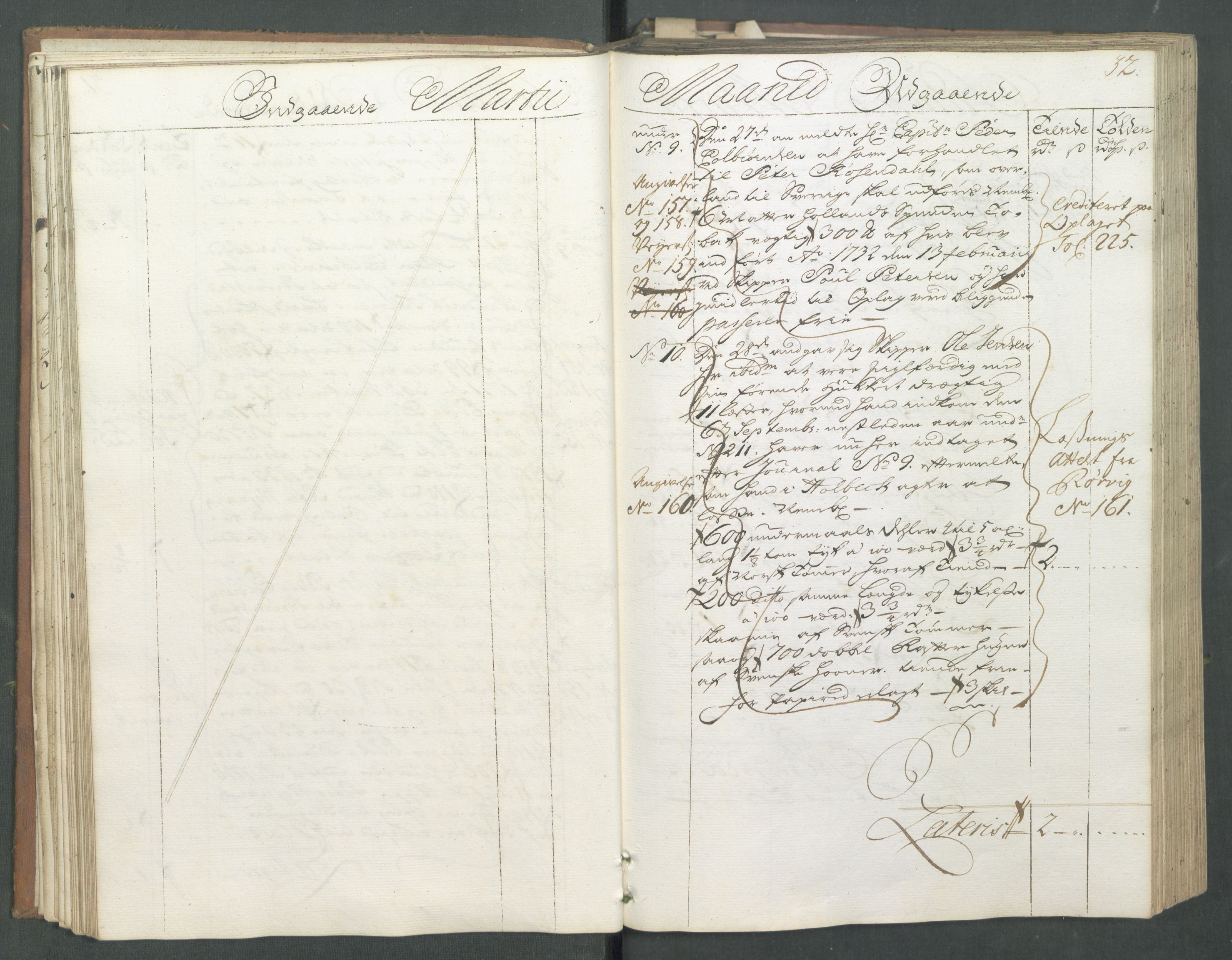 Generaltollkammeret, tollregnskaper, AV/RA-EA-5490/R01/L0008/0001: Tollregnskaper Fredrikshald / Hovedtollbok, 1733, p. 31b-32a