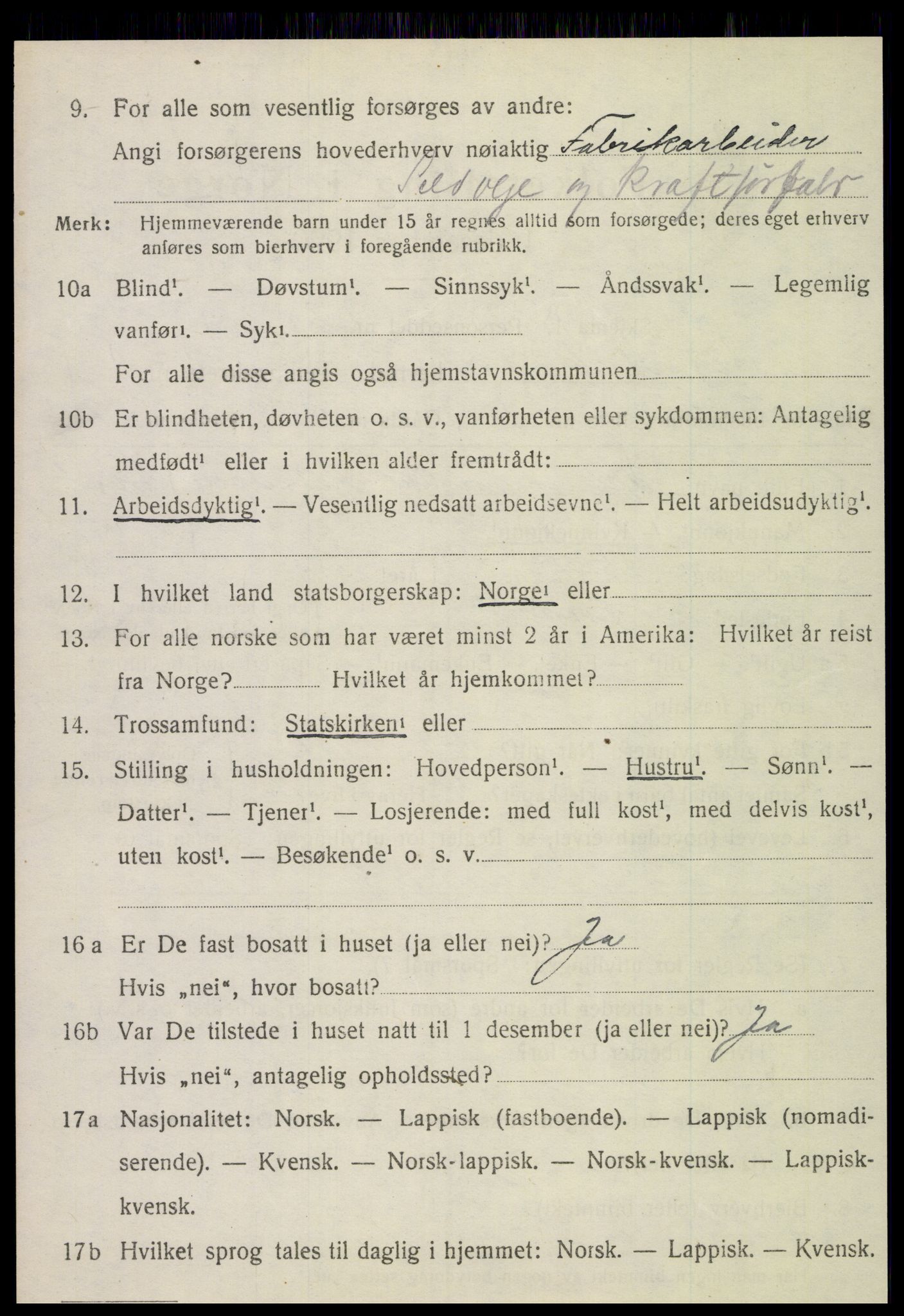 SAT, 1920 census for Nordvik, 1920, p. 2843