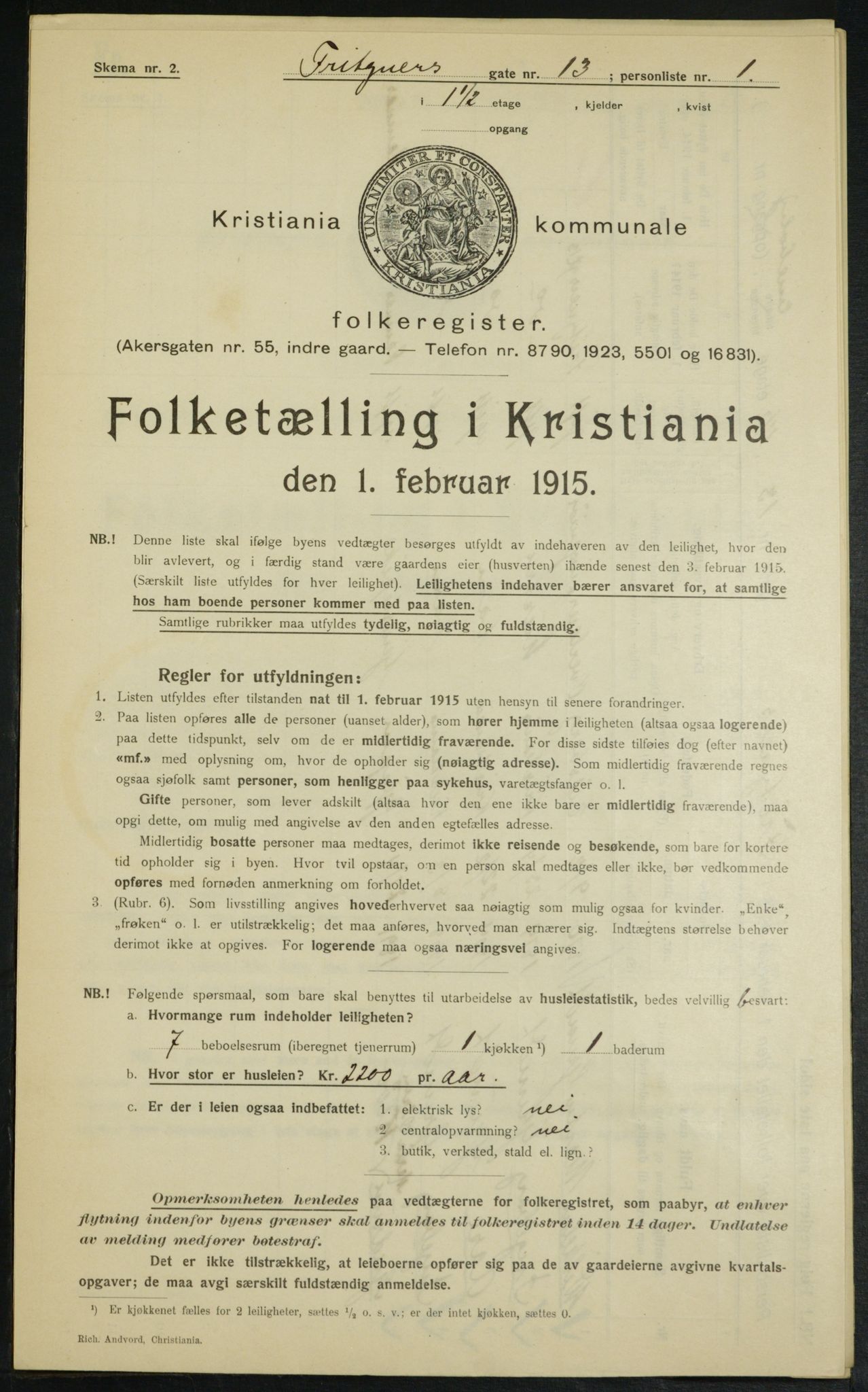 OBA, Municipal Census 1915 for Kristiania, 1915, p. 26761