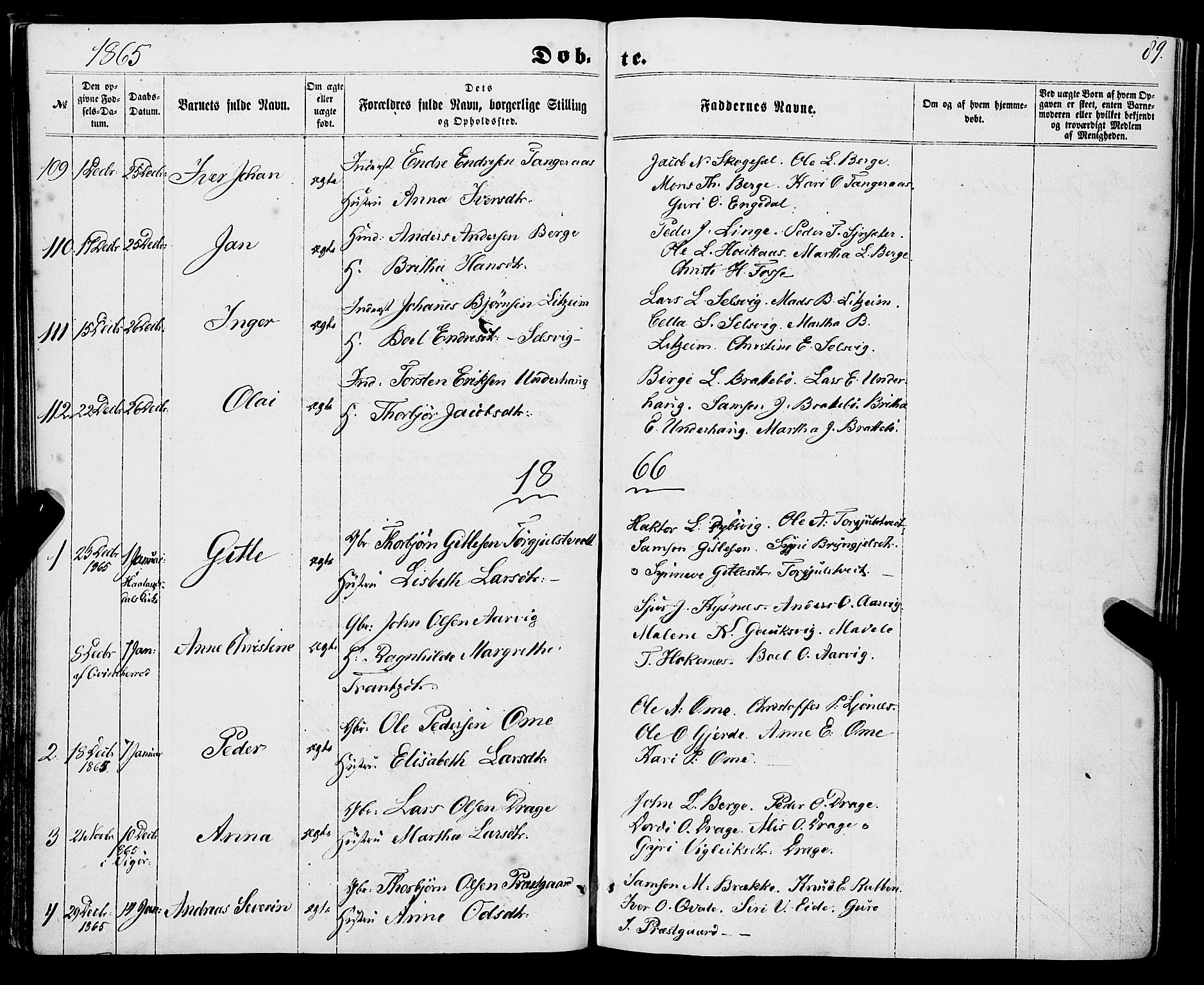 Strandebarm sokneprestembete, SAB/A-78401/H/Haa: Parish register (official) no. A 8, 1858-1872, p. 89