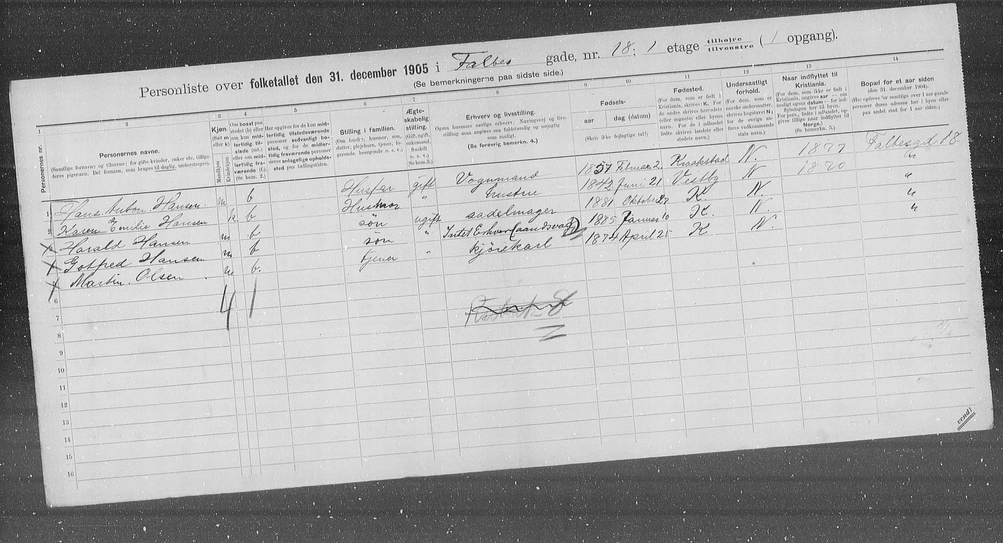 OBA, Municipal Census 1905 for Kristiania, 1905, p. 12059