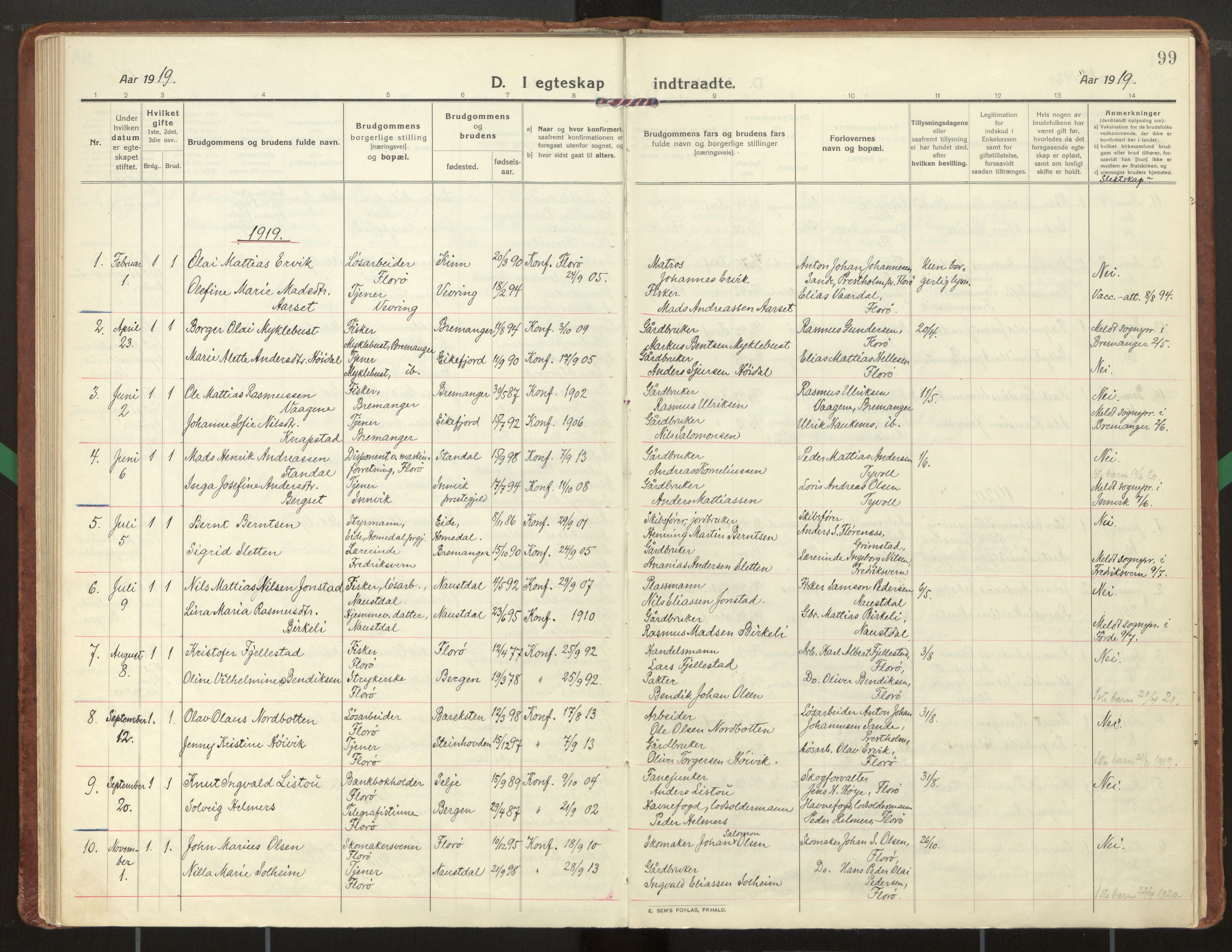 Kinn sokneprestembete, AV/SAB-A-80801/H/Haa/Haac/L0003: Parish register (official) no. C 3, 1917-1934, p. 99