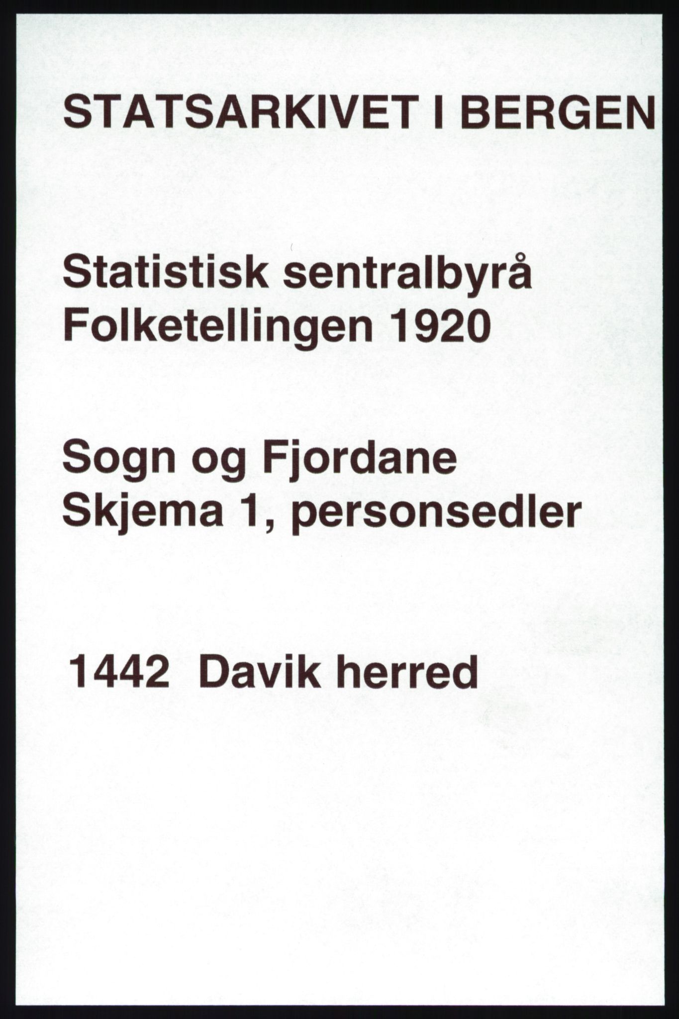 SAB, 1920 census for Davik, 1920, p. 1191