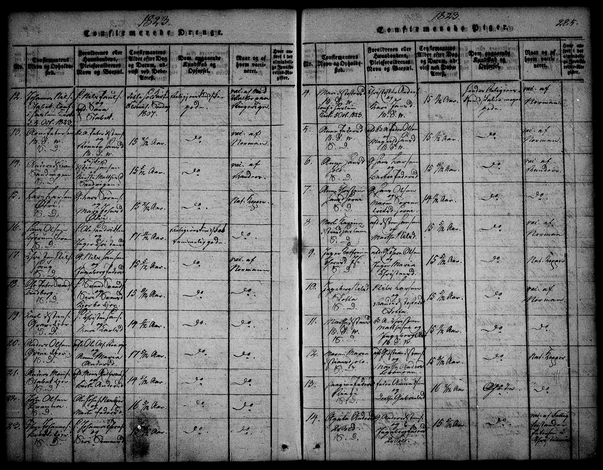 Asker prestekontor Kirkebøker, SAO/A-10256a/F/Fa/L0006: Parish register (official) no. I 6, 1814-1824, p. 285