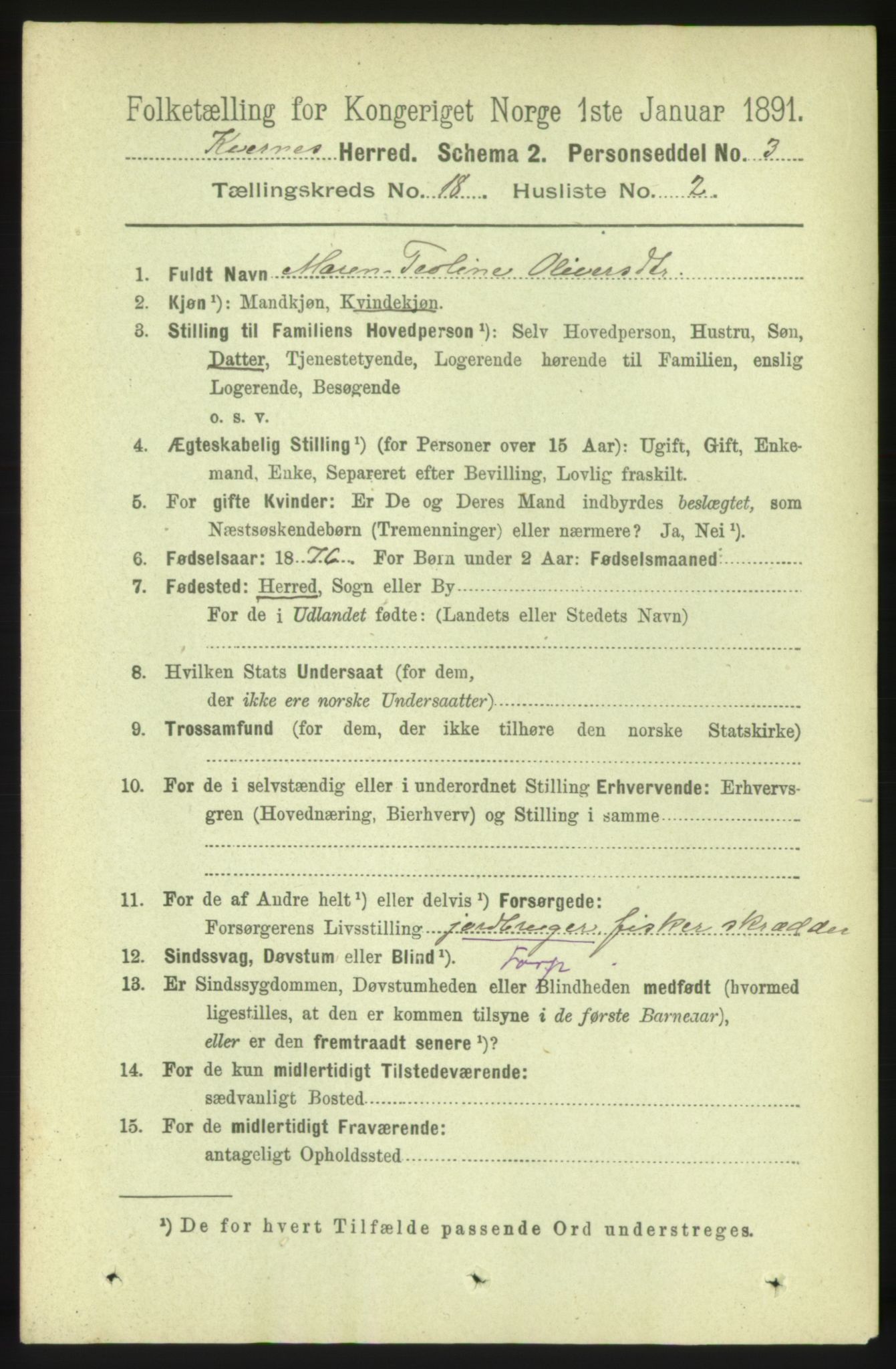 RA, 1891 census for 1553 Kvernes, 1891, p. 7761