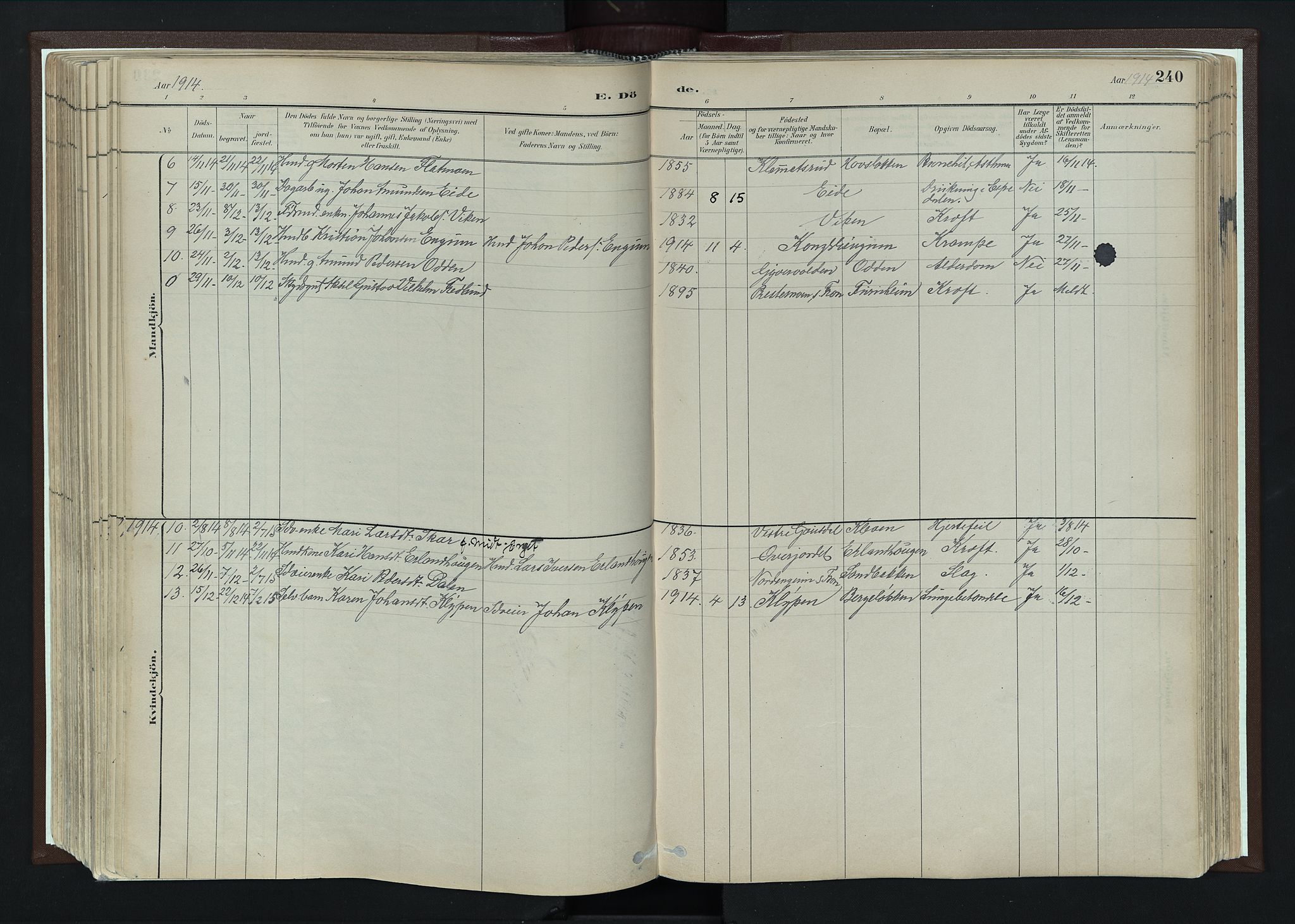 Nord-Fron prestekontor, SAH/PREST-080/H/Ha/Haa/L0004: Parish register (official) no. 4, 1884-1914, p. 240