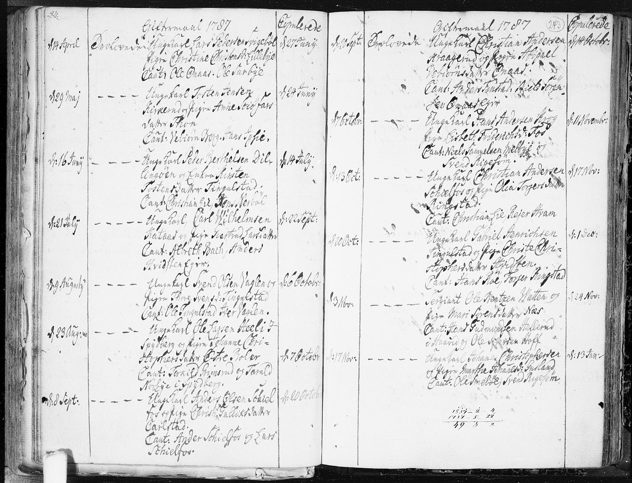 Hobøl prestekontor Kirkebøker, AV/SAO-A-2002/F/Fa/L0001: Parish register (official) no. I 1, 1733-1814, p. 243