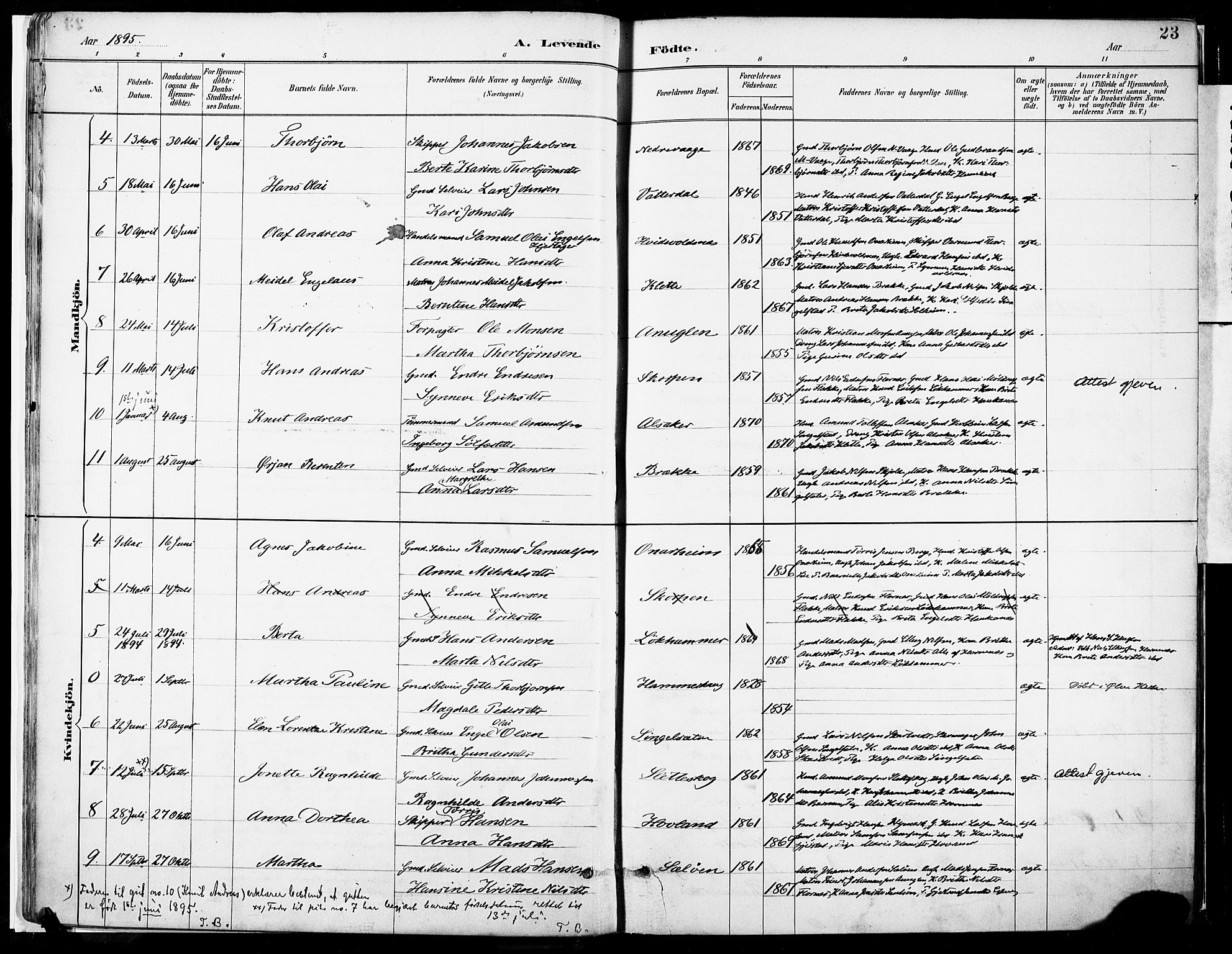 Tysnes sokneprestembete, AV/SAB-A-78601/H/Haa: Parish register (official) no. C 1, 1887-1912, p. 23