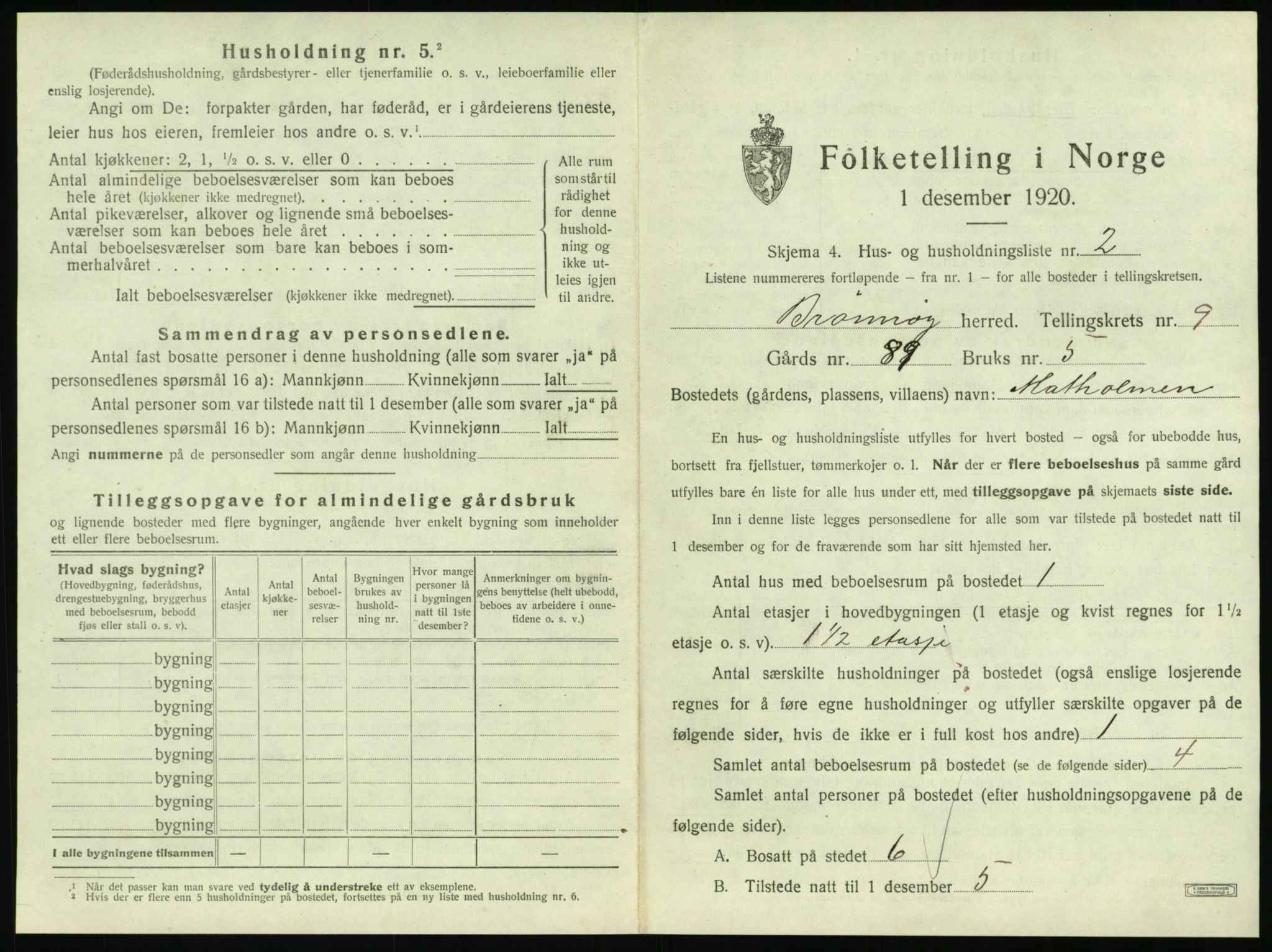 SAT, 1920 census for Brønnøy, 1920, p. 900