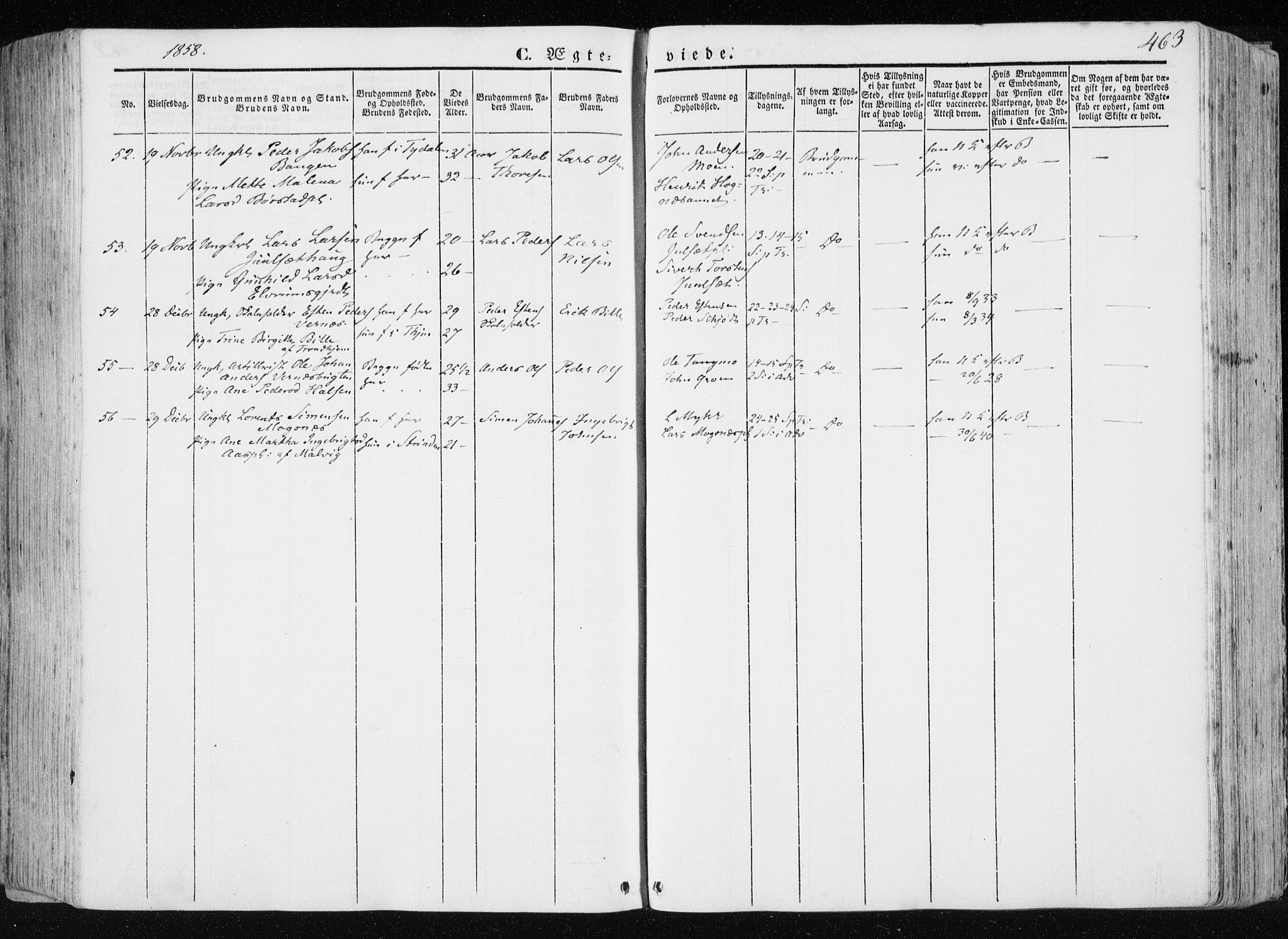 Ministerialprotokoller, klokkerbøker og fødselsregistre - Nord-Trøndelag, AV/SAT-A-1458/709/L0074: Parish register (official) no. 709A14, 1845-1858, p. 463