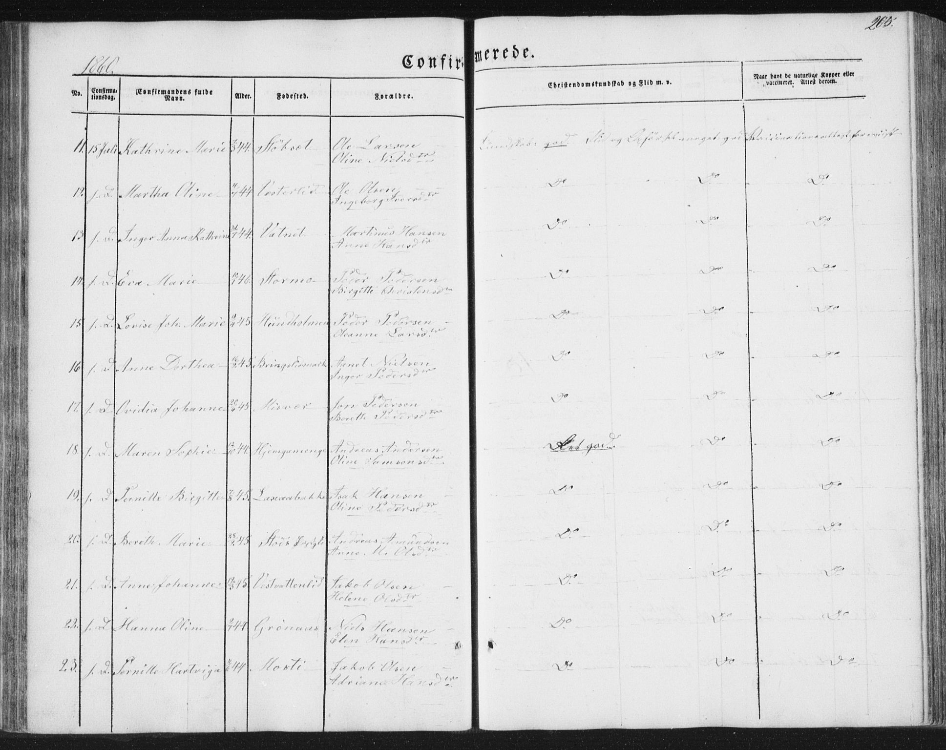 Ministerialprotokoller, klokkerbøker og fødselsregistre - Nordland, AV/SAT-A-1459/852/L0738: Parish register (official) no. 852A08, 1849-1865, p. 205