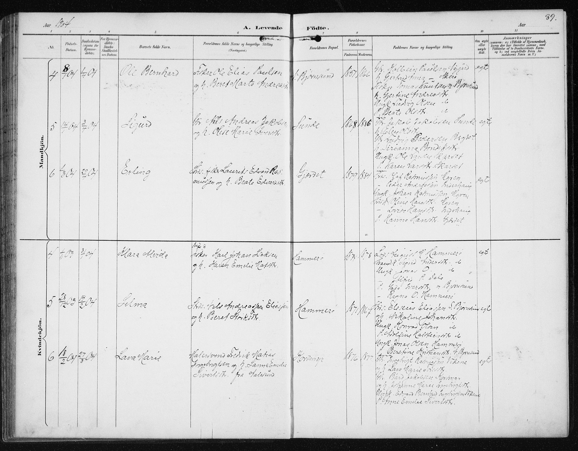 Ministerialprotokoller, klokkerbøker og fødselsregistre - Møre og Romsdal, AV/SAT-A-1454/566/L0773: Parish register (copy) no. 566C02, 1892-1909, p. 89