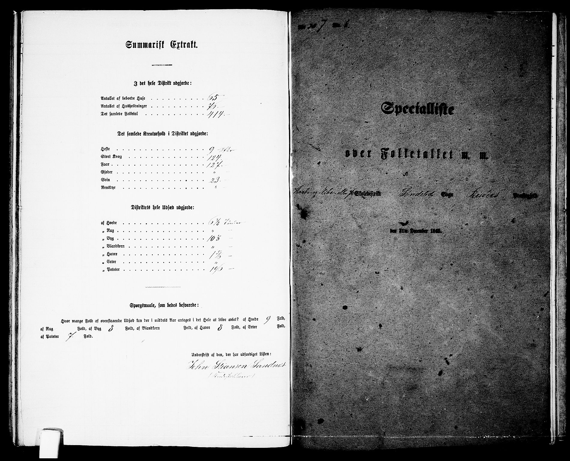 RA, 1865 census for Risør/Søndeled, 1865, p. 140